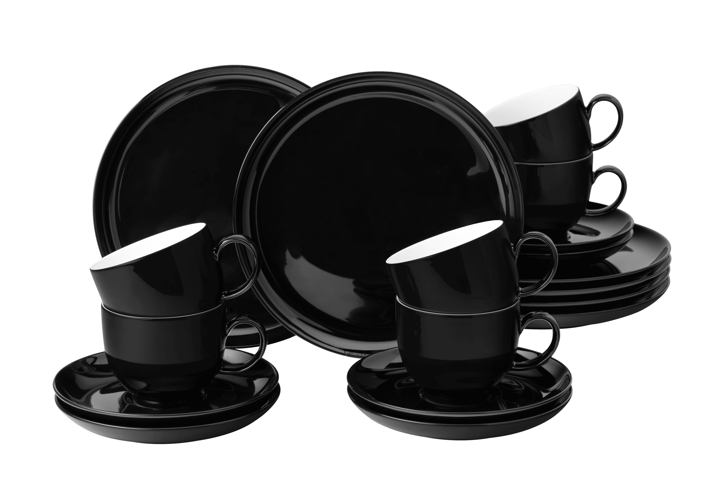 Seltmann Porzellan Lido Solid Black Kaffeeservice 18-teilig