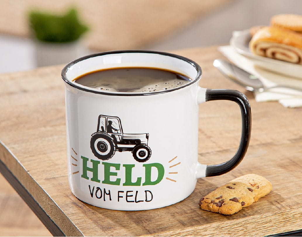 Gilde Keramik Becher Tasse "Landleben - Held vom Feld" - 390 ml