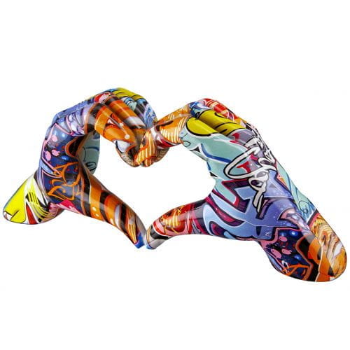Gilde Poly Händemotiv Herz "Street Art", Graffiti - 12 cm