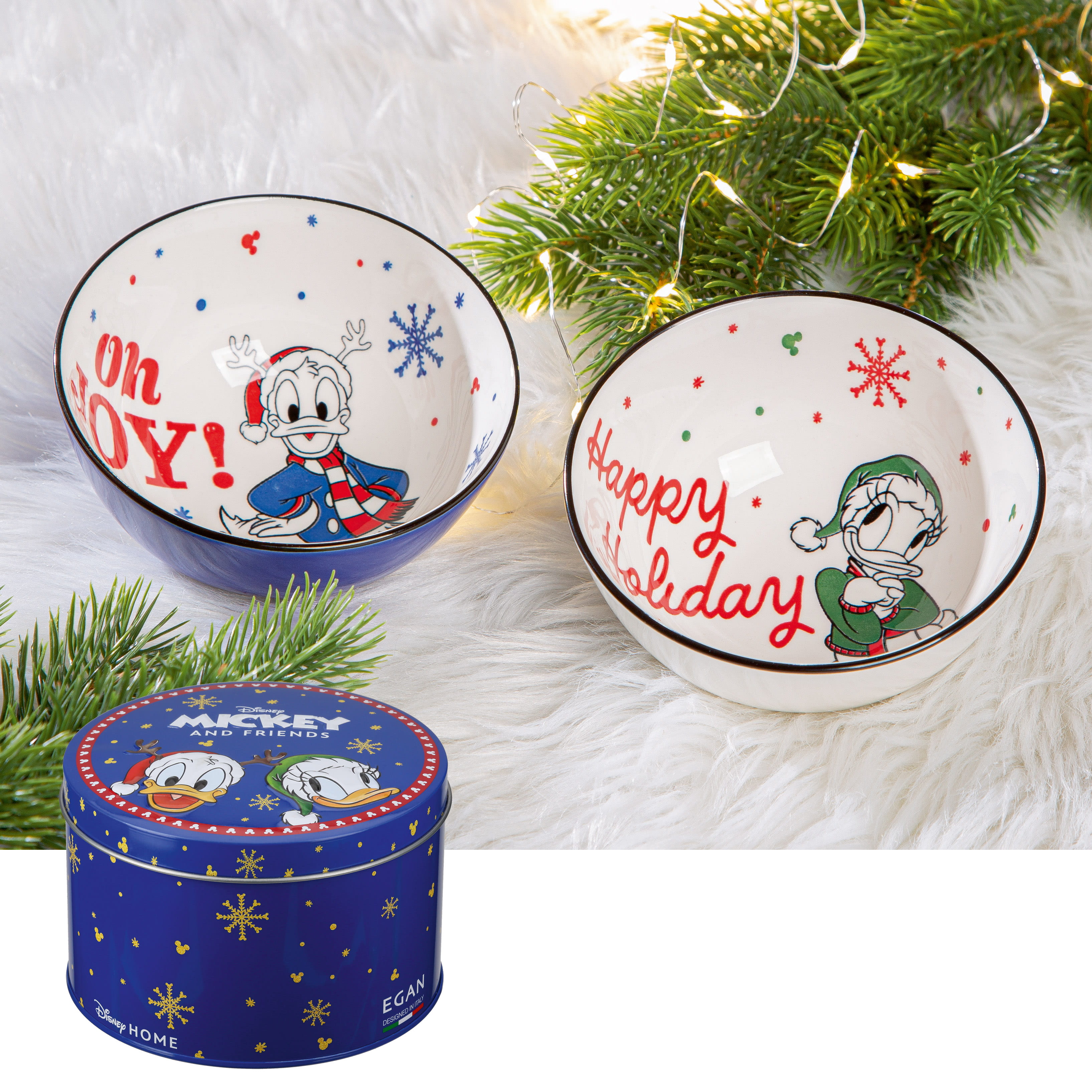 Gilde Disney Porzellan Schale /Schüssel Donald & Daisy Duck - Winter Magic 2er Set, - Ø 11,5 cm