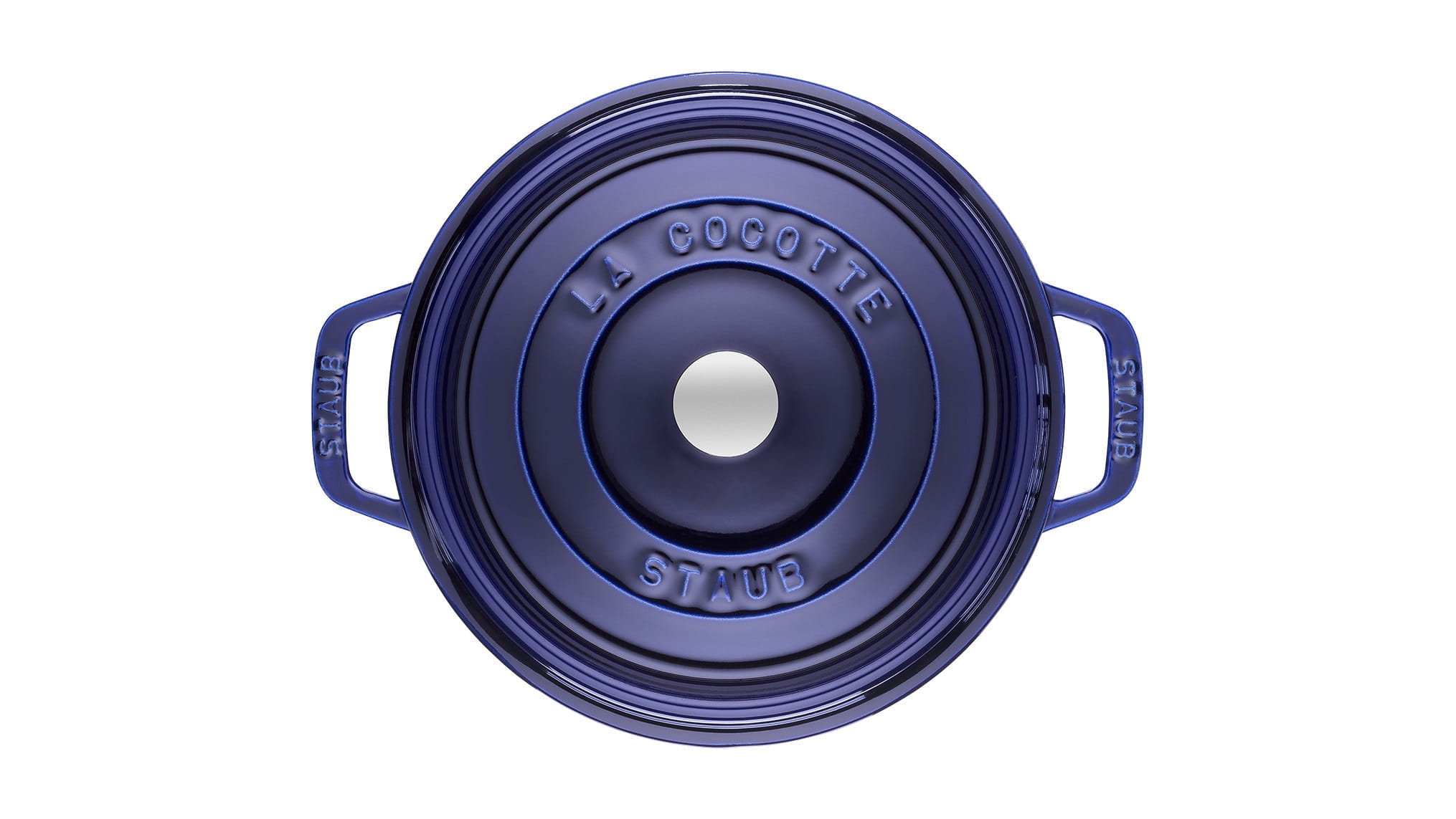 Staub Cocotte Bräter Gusseisen rund 22cm blau oben