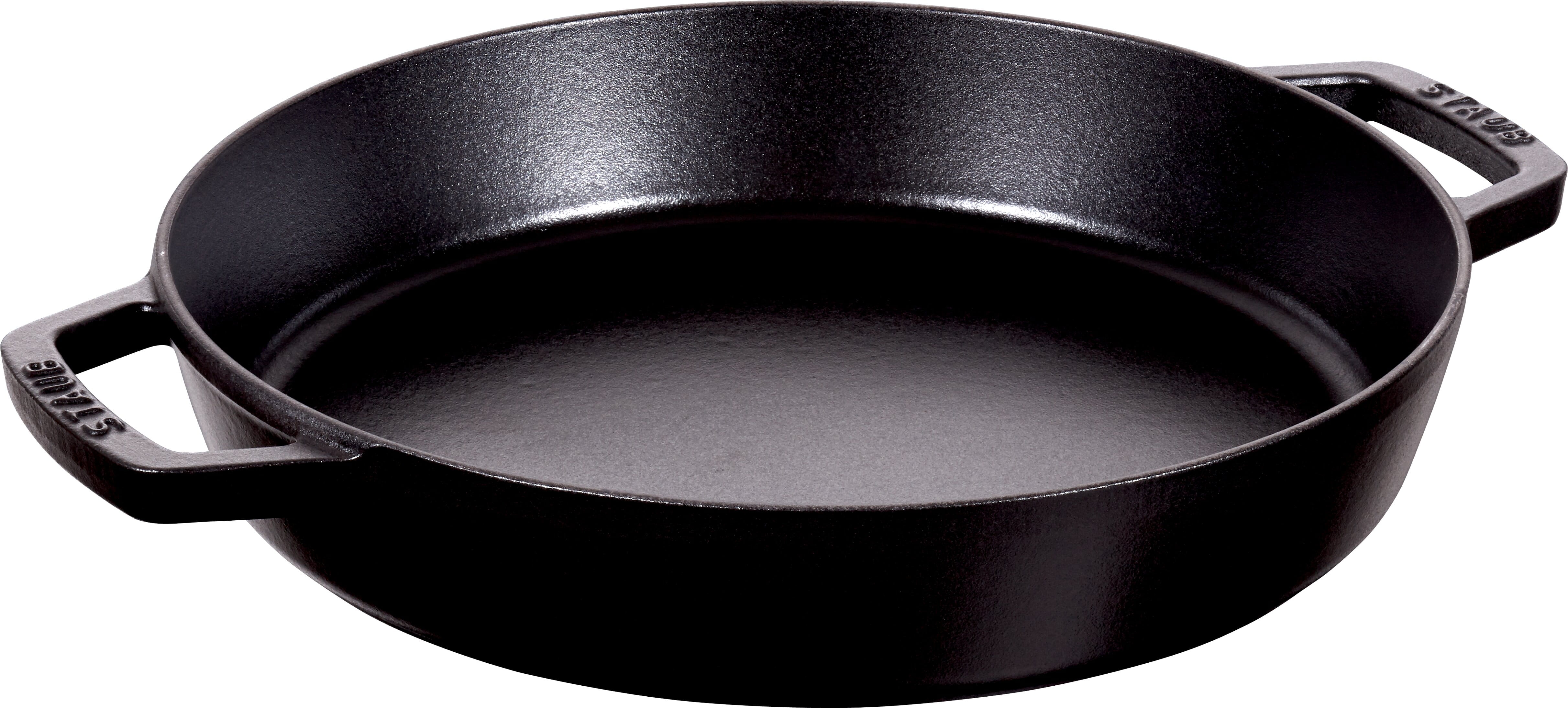 Staub France Bratpfanne Gusseisen mit zwei Griffen rund 34cm, Schwarz