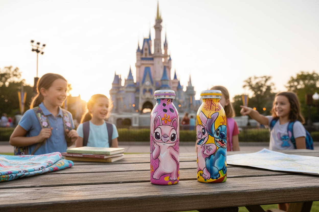 Gilde Disney Edelstahl Thermosflaschen / Isolierflaschen "Stitch & Angel"