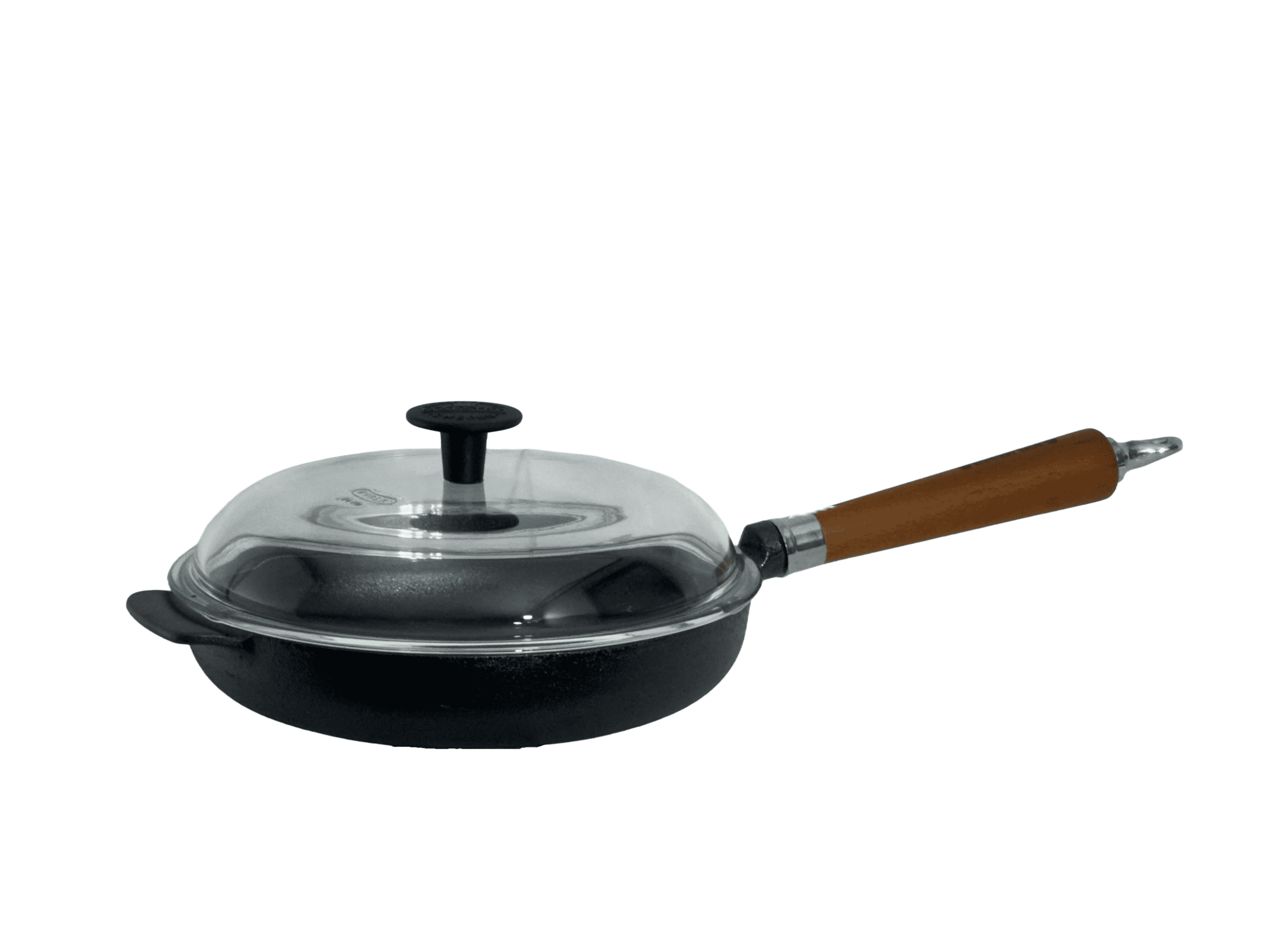 Ronneby Bruk Maestro Bratpfanne hoch, 25 cm mit Glasdeckel und braunem Buchenholzgriff