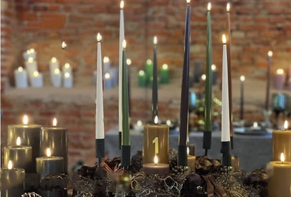 Deluxe Homeart Real Flame Shiny Dinner LED Stabkerze mit Lack 2 Stck. 2,2 x 38