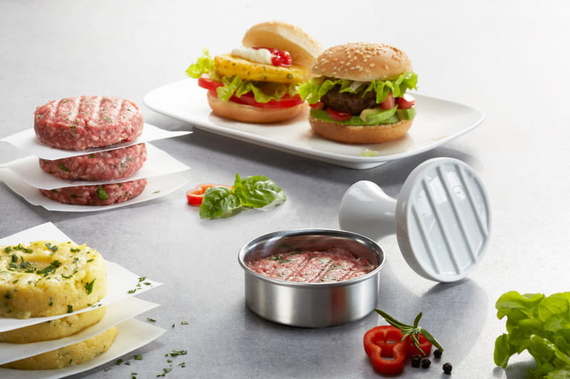 GEFU Party Burgerpresse SPARK Ø 6.8 cm  Silber/Weiß