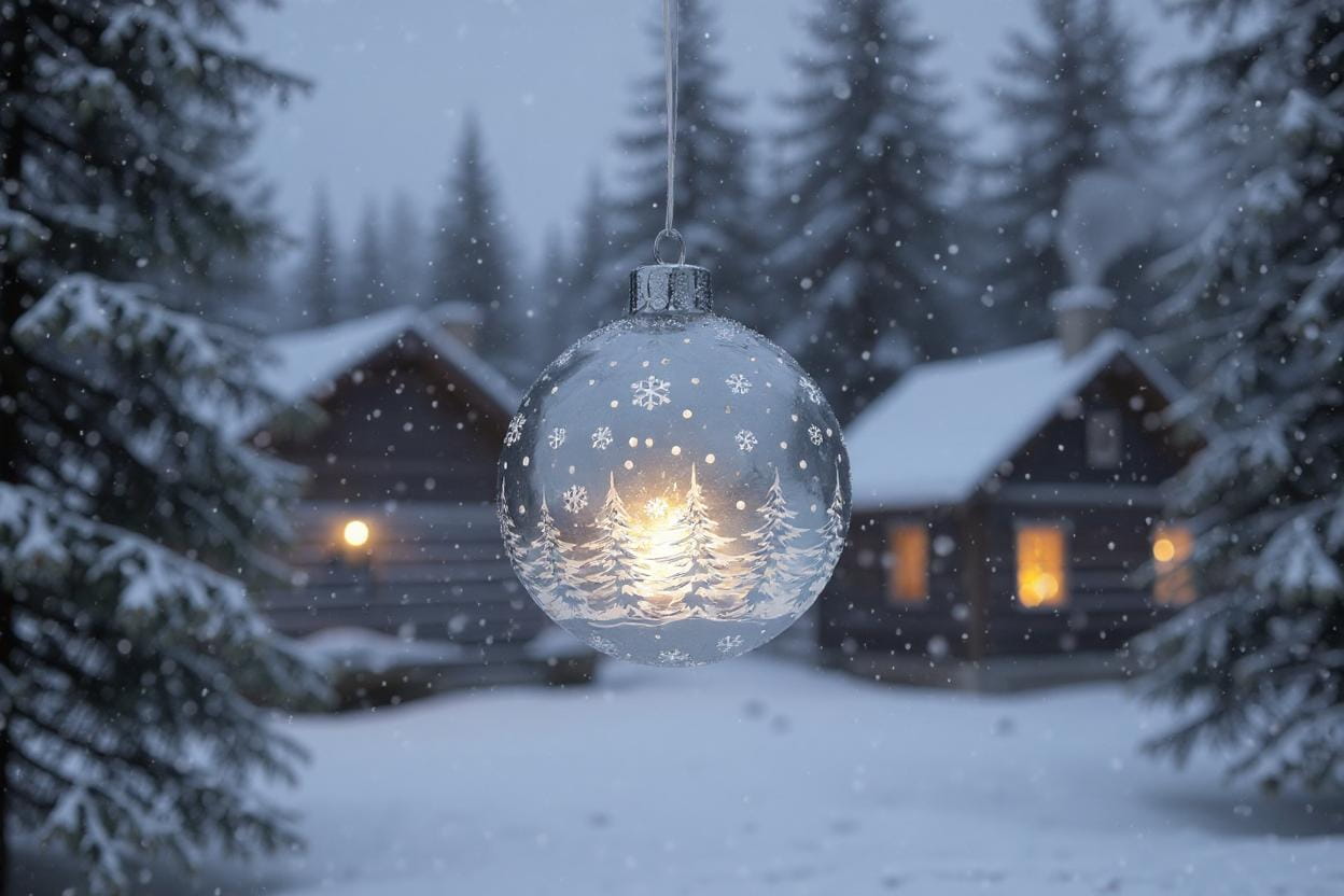 formano LED Hänger Weihnachtskugel Ø 12 cm, Farbglas, Ice-Optik, Timer + Batteriebox, Eisgrau