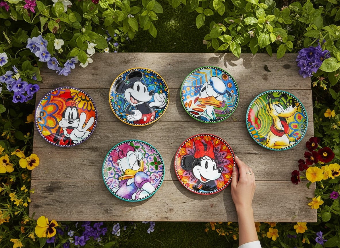 Gilde Disney Porzellan Dessertteller-Set forever & ever, 6er Set  - Ø 19 cm