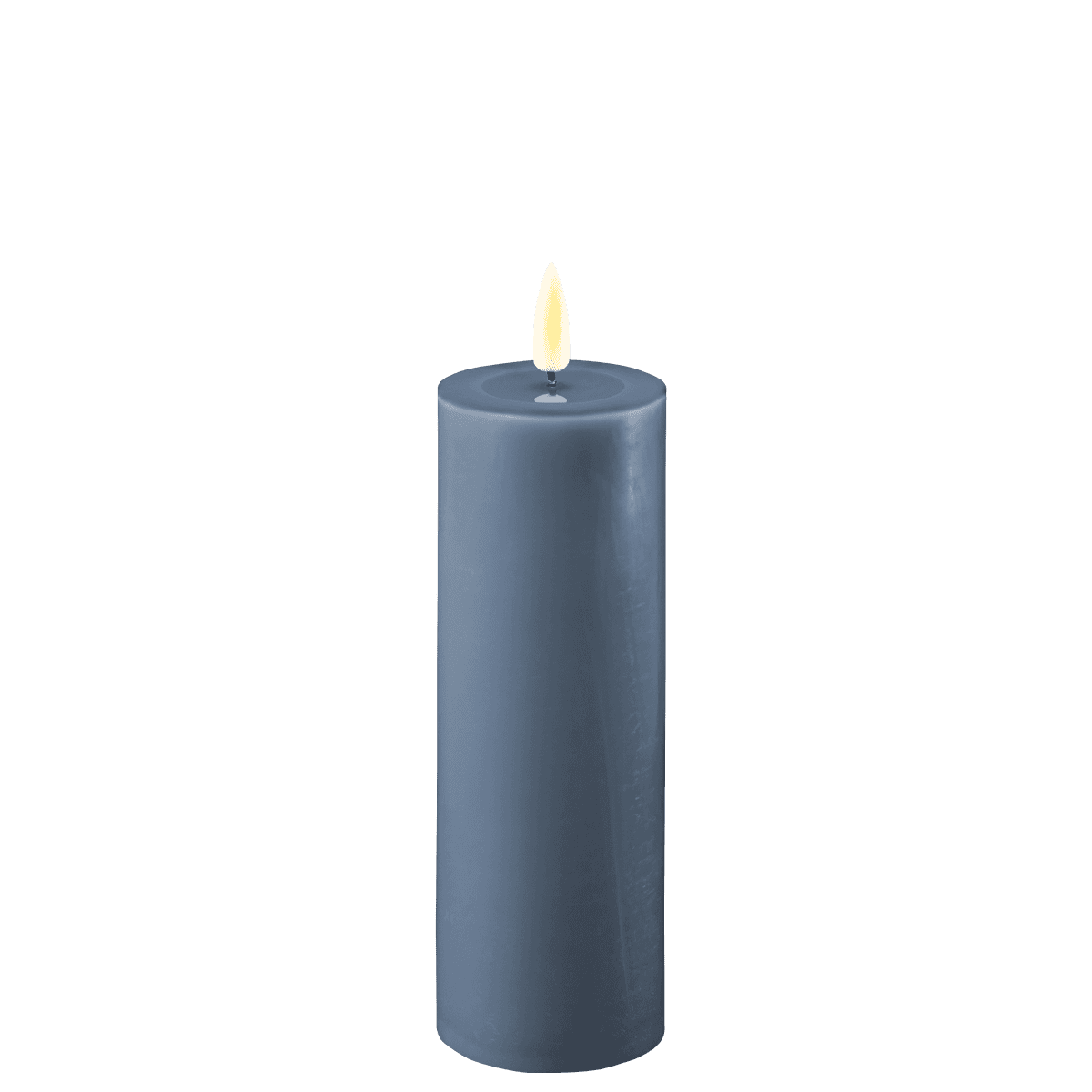 Deluxe Homeart Real Flame Stumpenkerze Ø 5 x 15 cm Eisblau