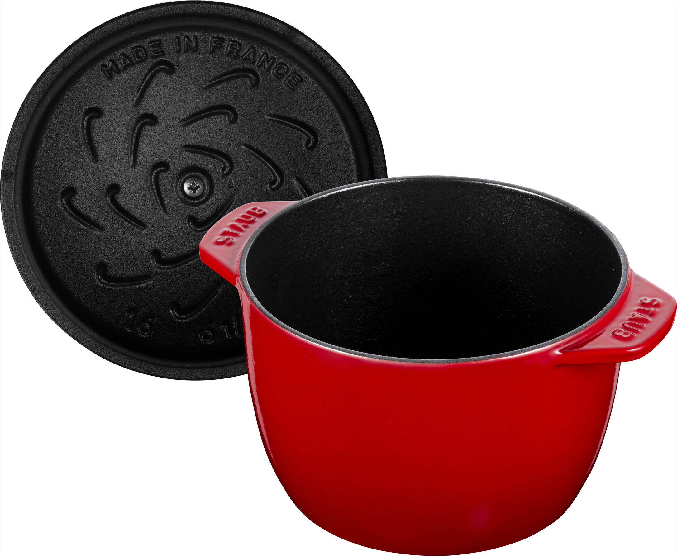 Staub Cocotte Bräter Gusseisen Reiscotte rund 16cm Kirschrot
