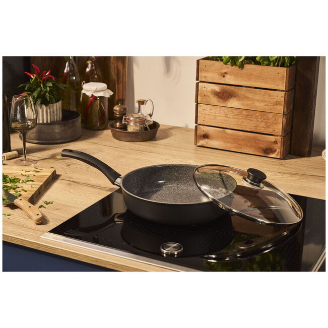 Ballarini Bari Ceramic Schmorpfanne mit Deckel 28 cm, Aluminium, Antihaftbeschichtung