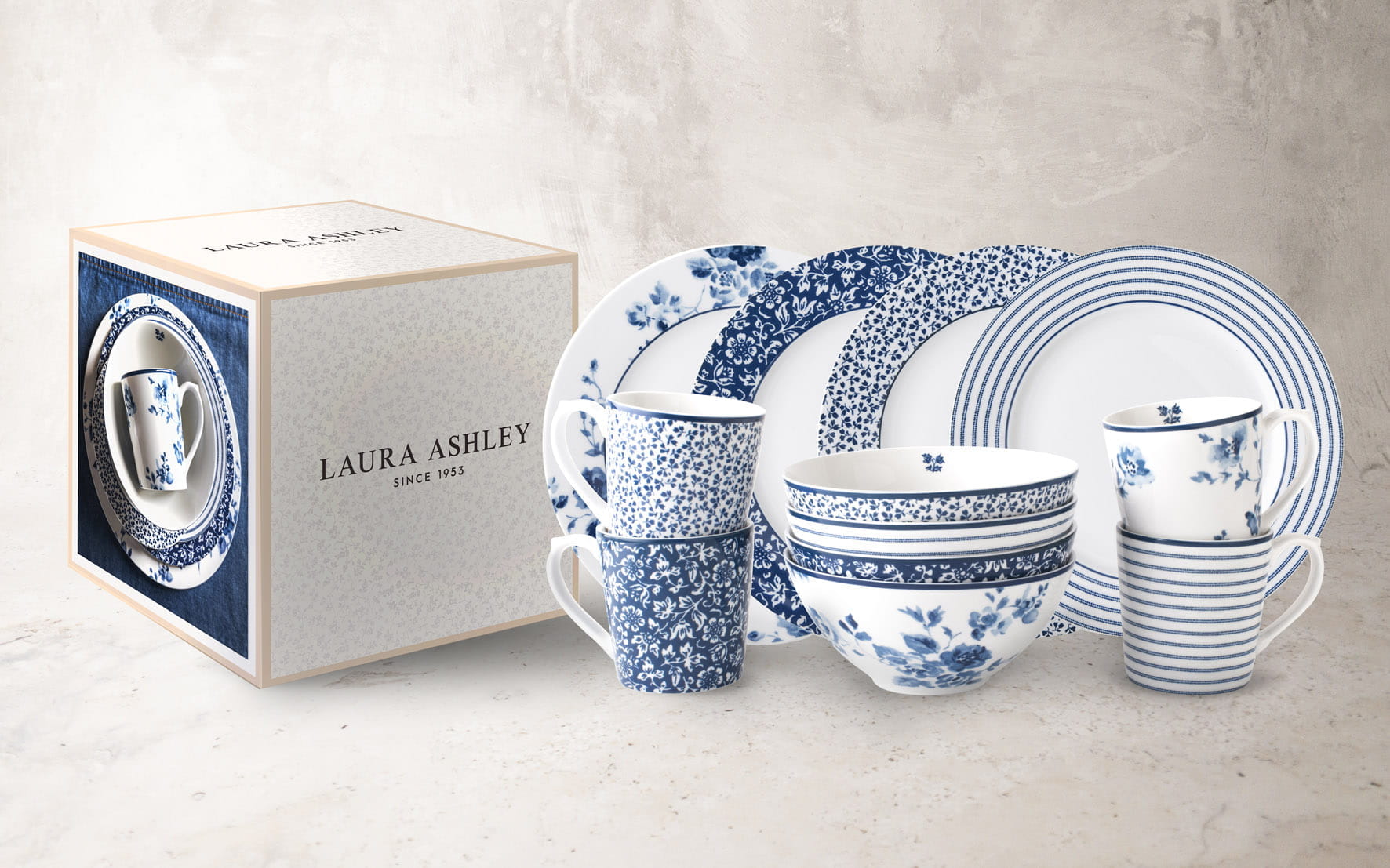 Laura Ashley Blueprint Porzellan 12-tlg Geschirrset