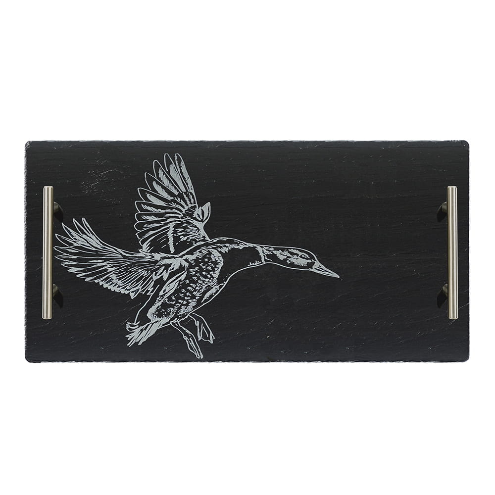 Scottish Schiefer Serviertablett groß - Flugente 50  x 25 cm - Geschenkpackung