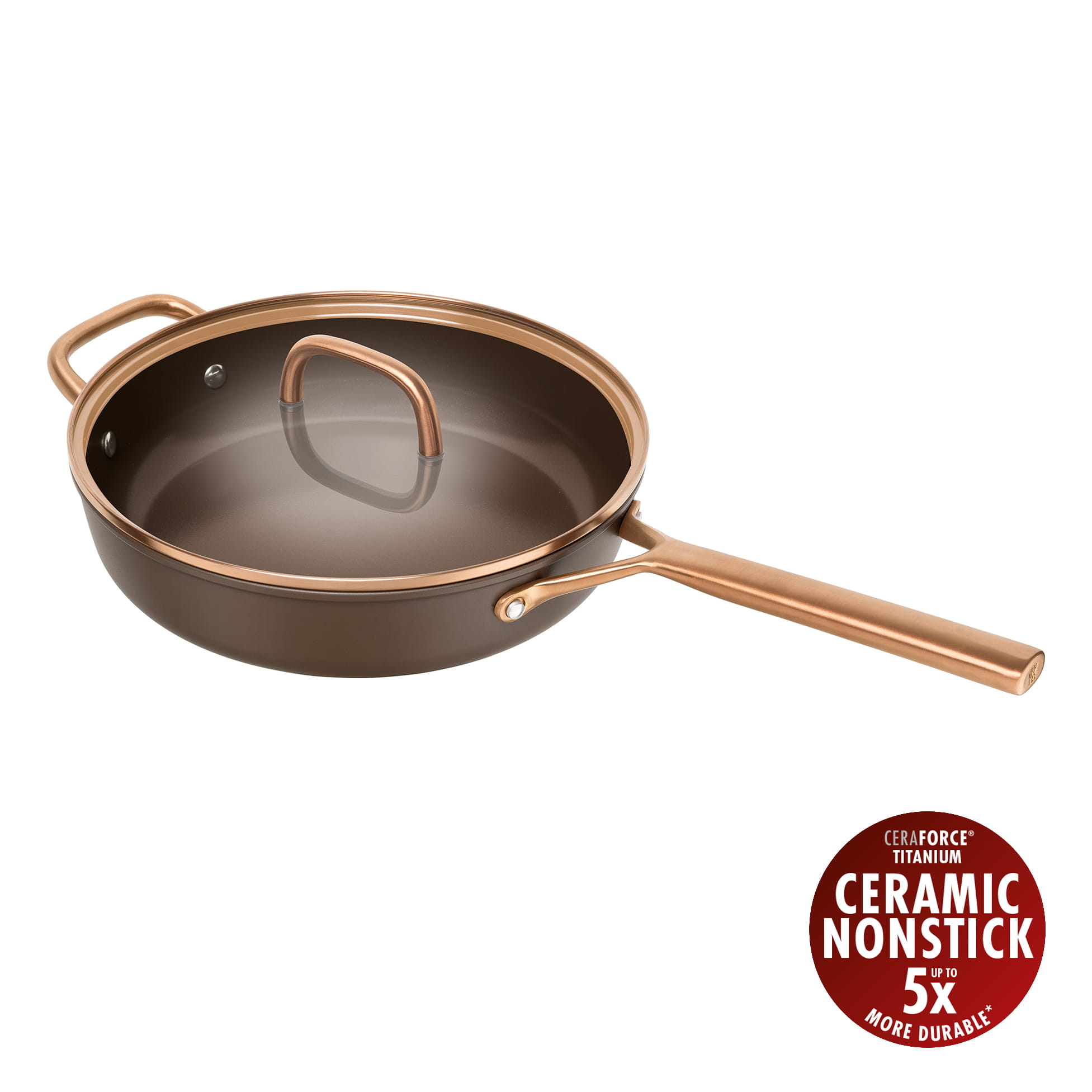 ZWILLING Milano Schmorpfanne mit Glasdeckel, 28 cm | Braun | Aluminium | Ceramic Titanium