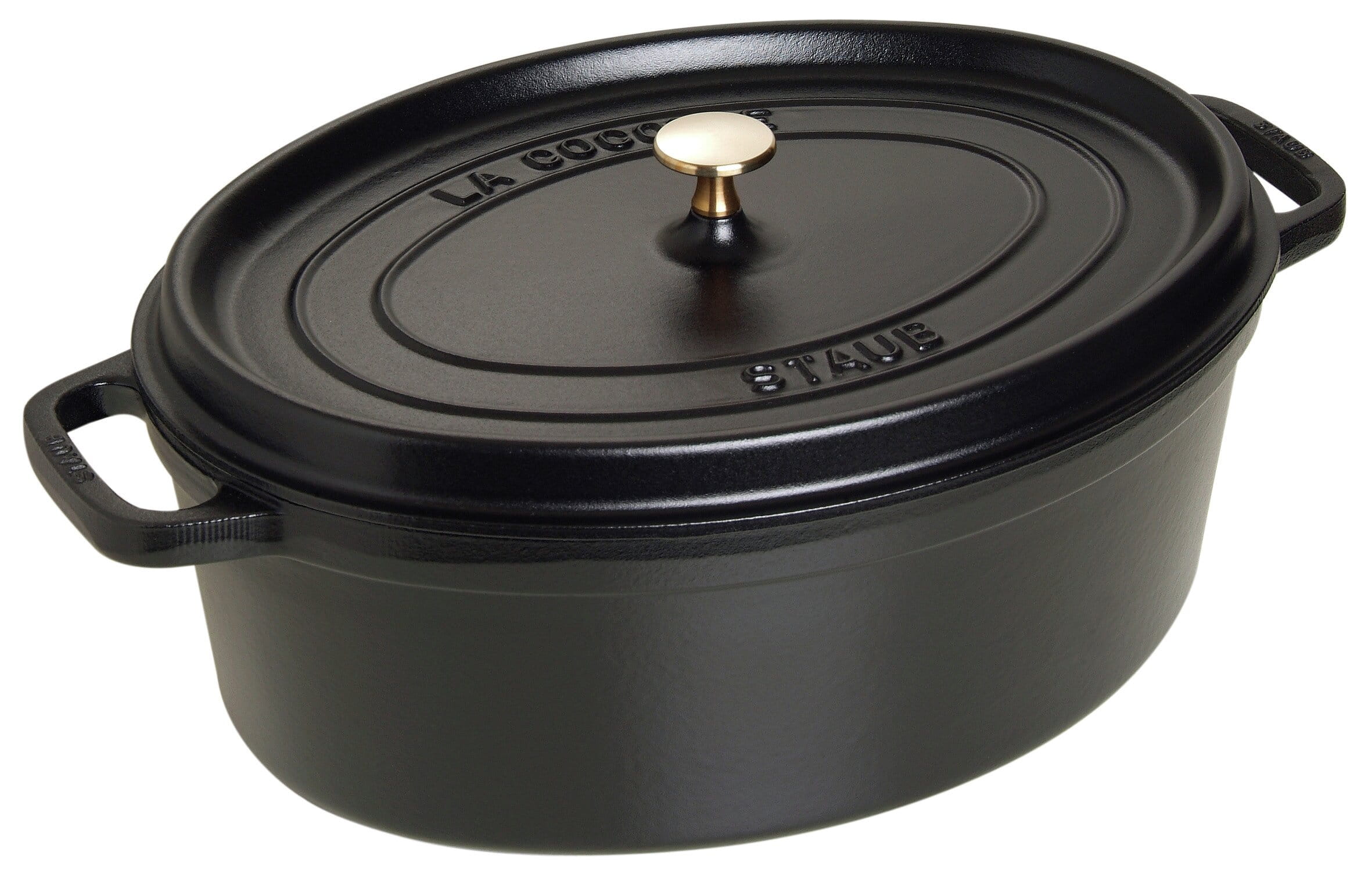 Staub Cocotte Bräter Gusseisen oval 37cm schwarz