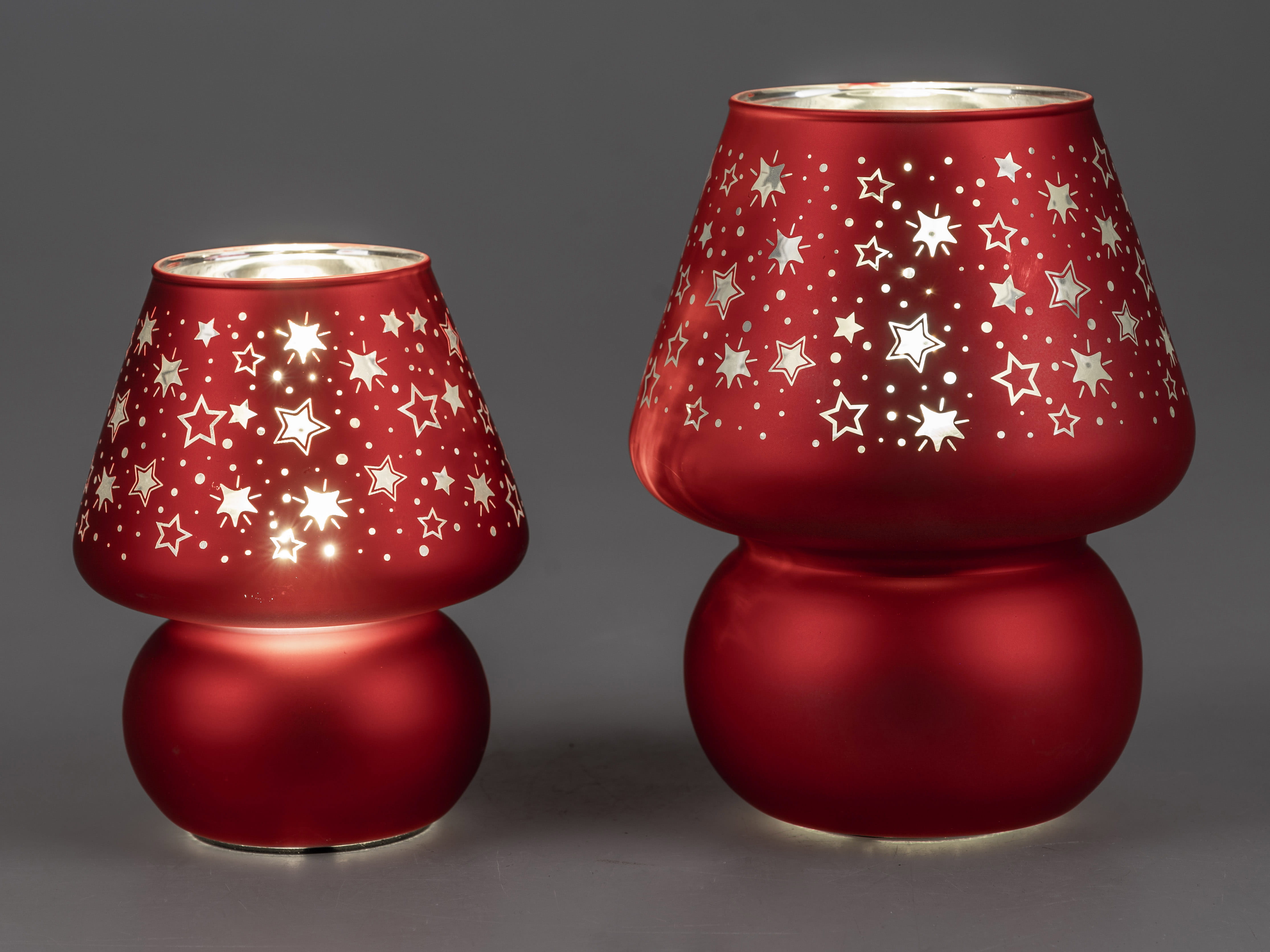 Formano LED Deko Tropfen Mit Timer - 16cm Glasleuchte In Crackle-Optik Für Winter & Weihnachten