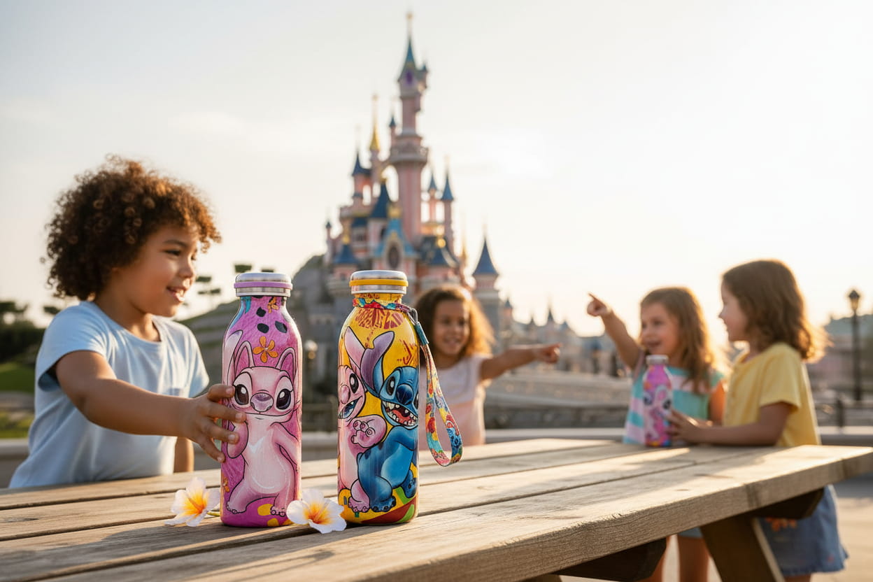 Gilde Disney Edelstahl Thermosflaschen / Isolierflaschen "Stitch & Angel"