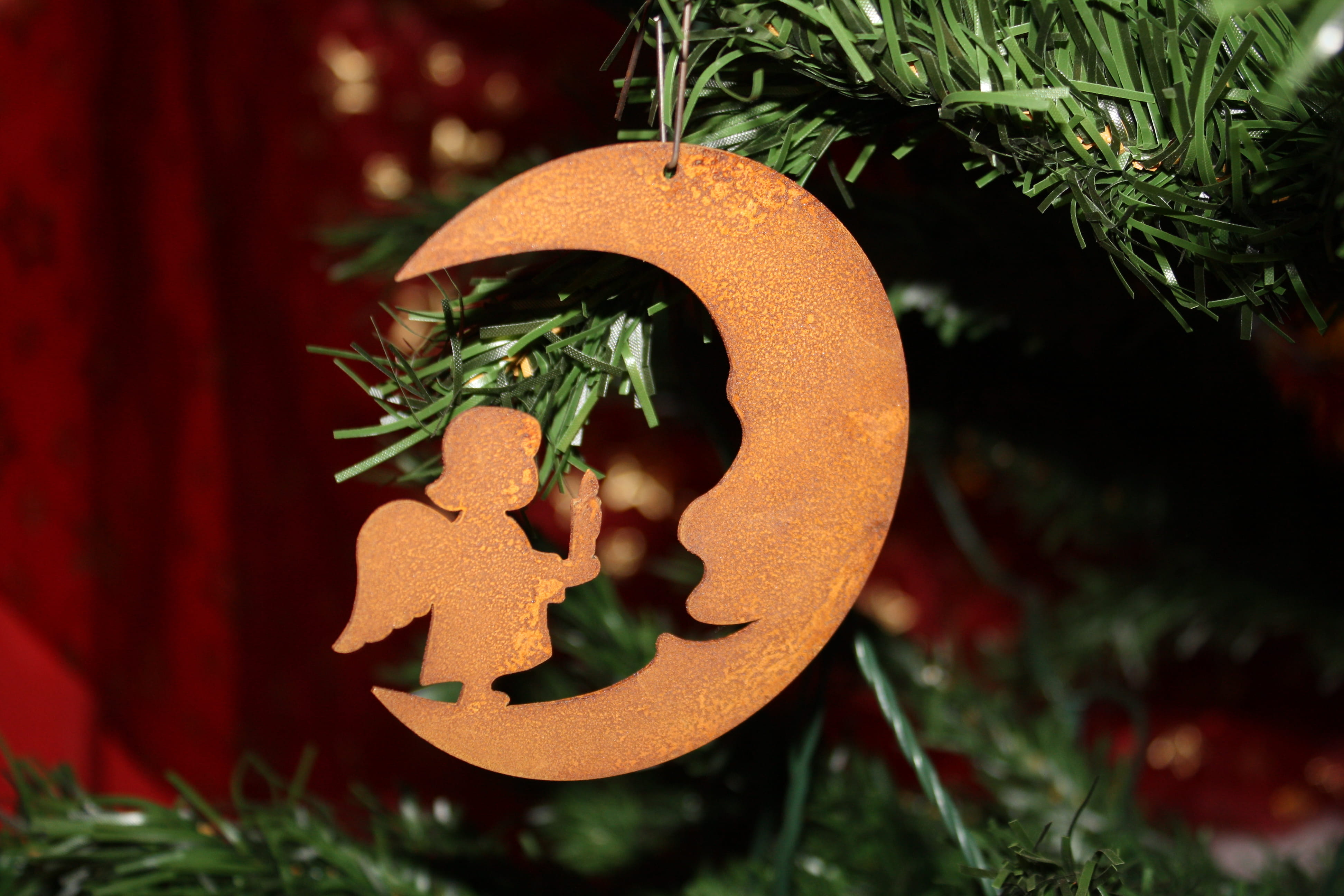 Ferrum Art Design Rost Christbaumschmuck "Mond mit Kind"/Set