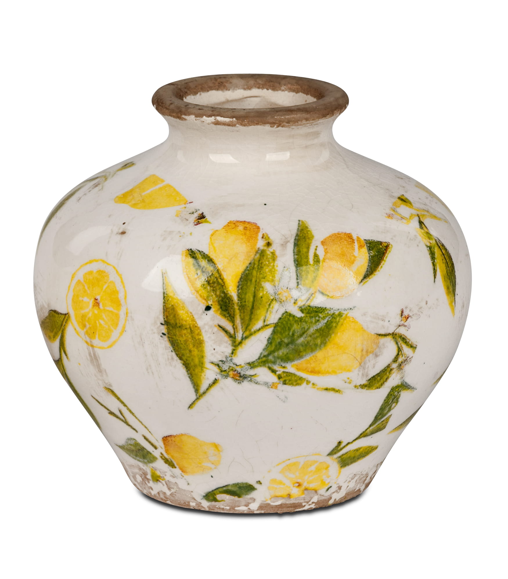 formano Gartendeko Keramik Vintage Vase, Zitronen 13x13cm