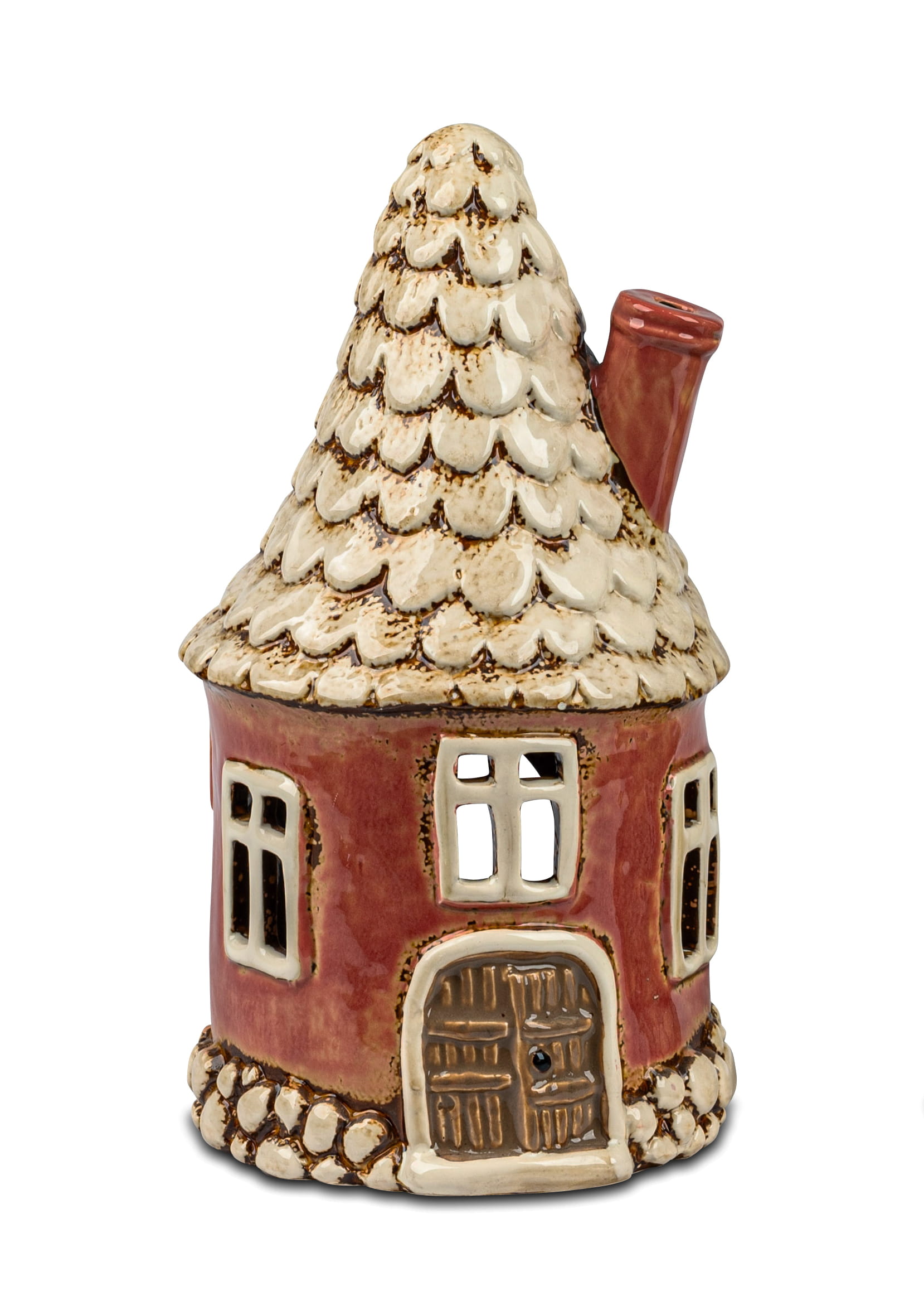 formano Windlicht Haus Steinzeug handbemalt 23cm rot