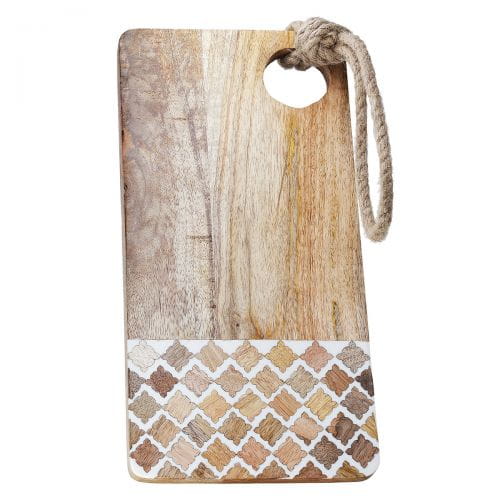 Gilde Mangoholz Schneidebrett "Taverno", rechteckig, natur mit Muster - 18 x 36 x 2 cm, sortiert