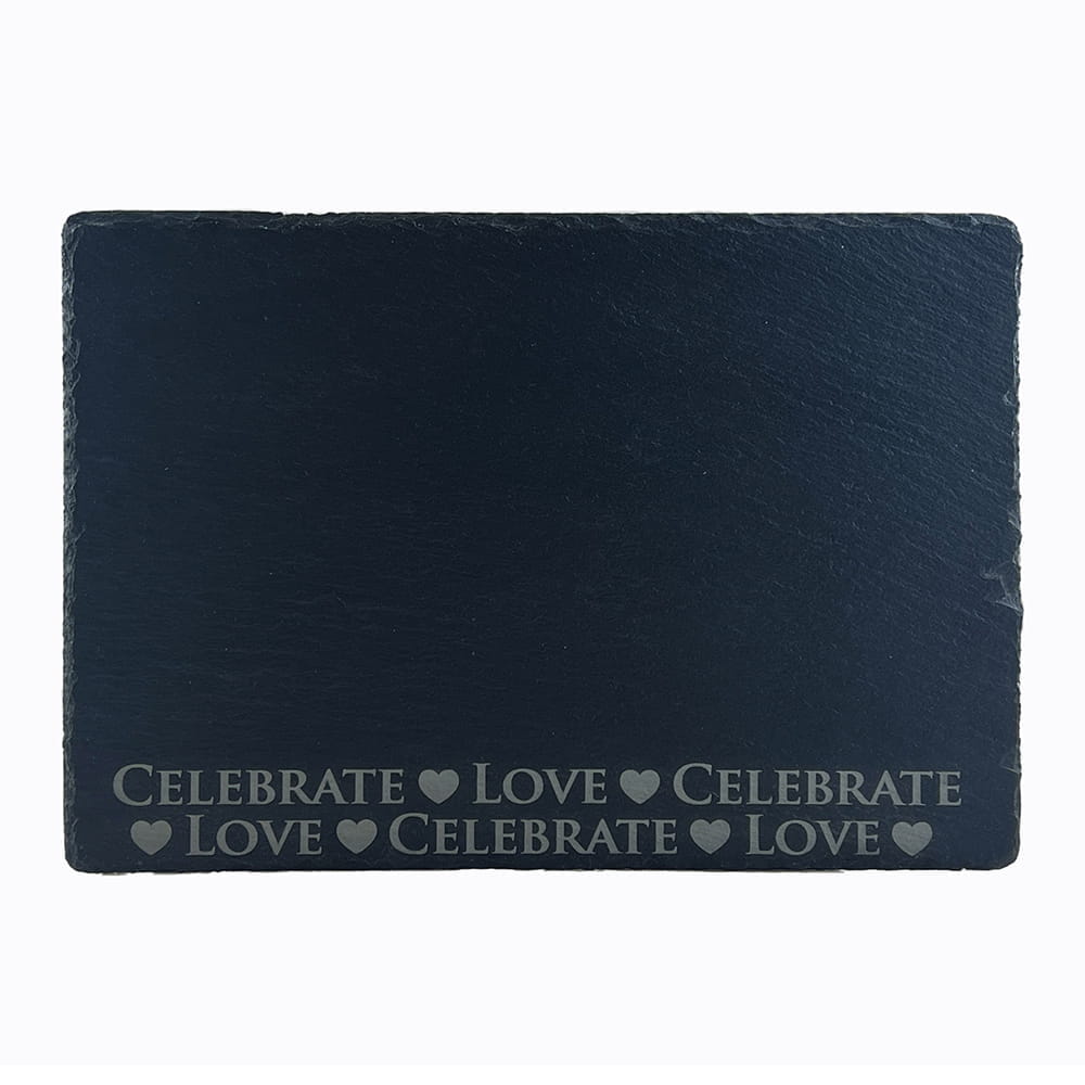 Scottish Schiefer Käsebrett - Love & Celebrate 35 x 25 cm