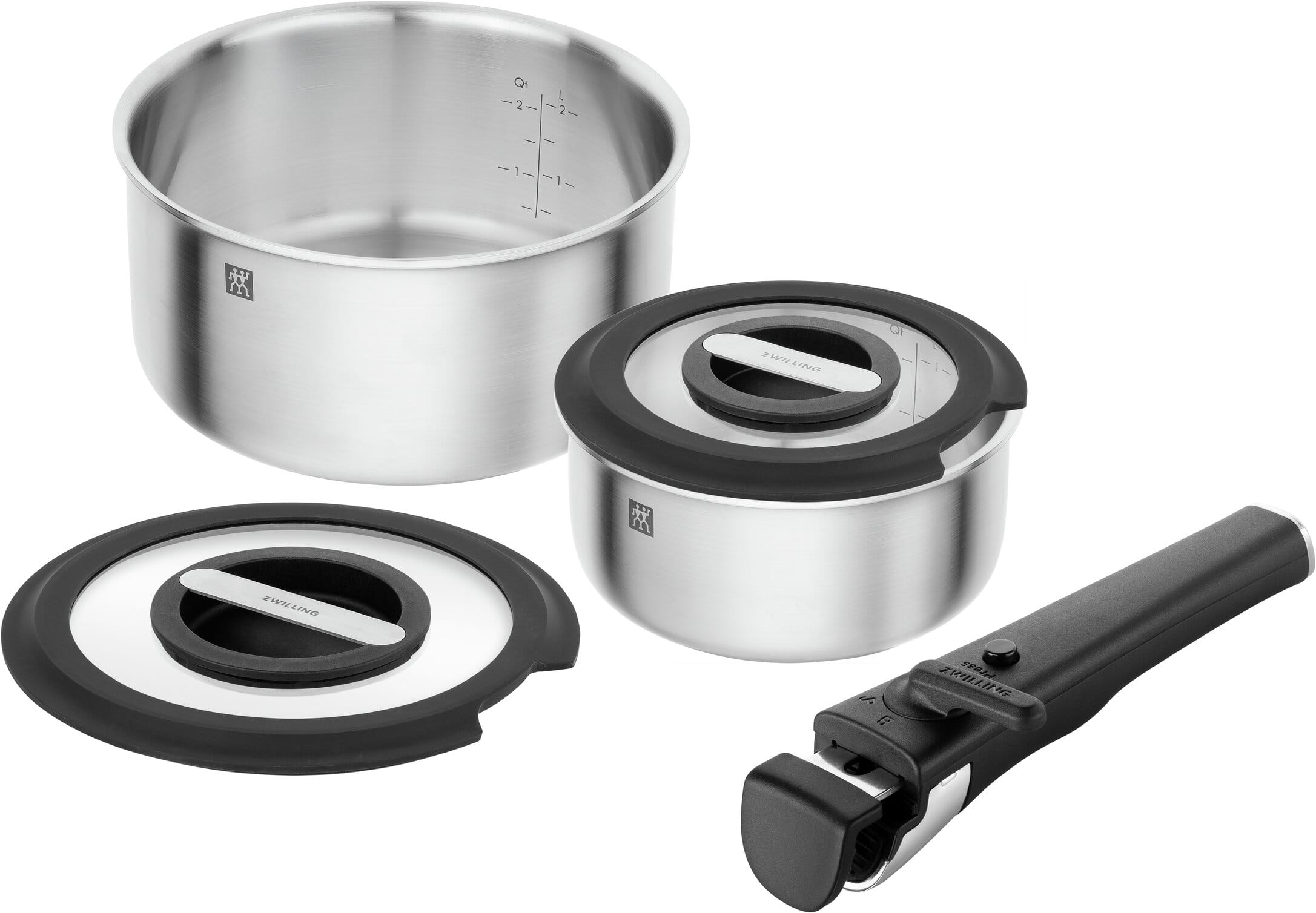 ZWILLING Unlock Kochtopfset 5-tlg, 18/10 Edelstahl - abnehmbarer Griff