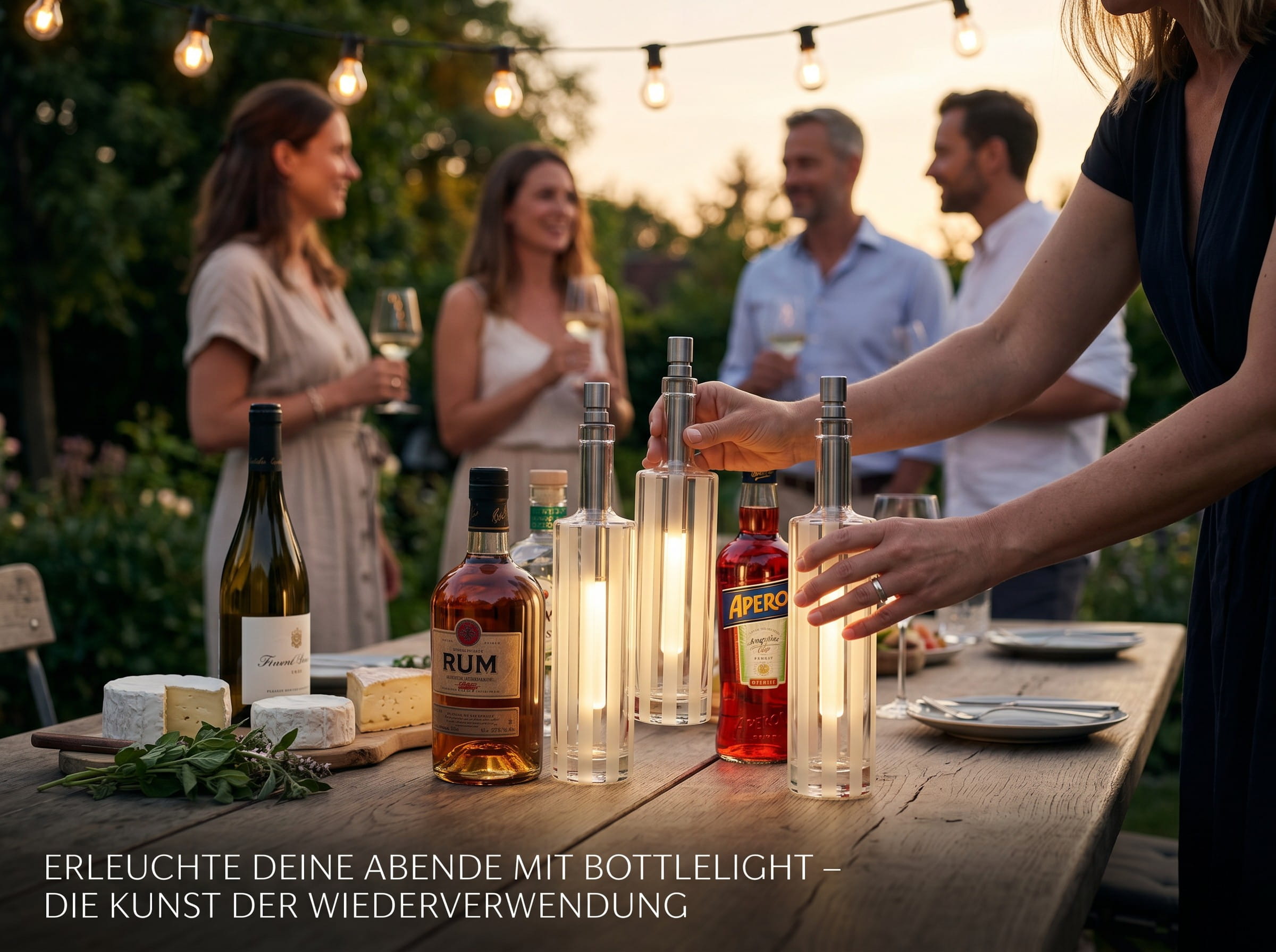 Bottlelight Flasche Titano Streifen, handbearbeitet