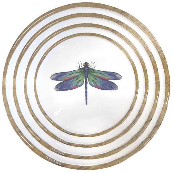byRoom Mangoholz Tabletts Dragonfly / Libelle, 4er Set