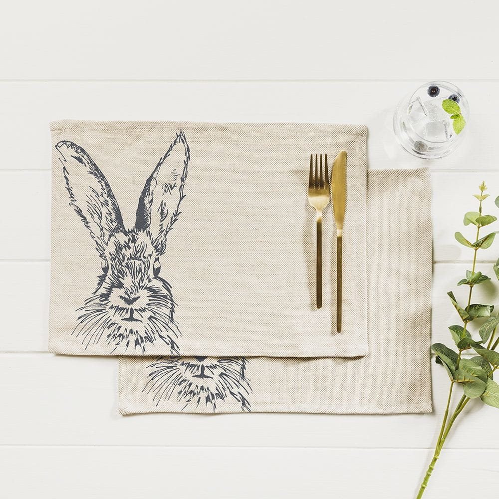 Scottish Leinen 2 Tischsets - Hase 40 x 30 cm