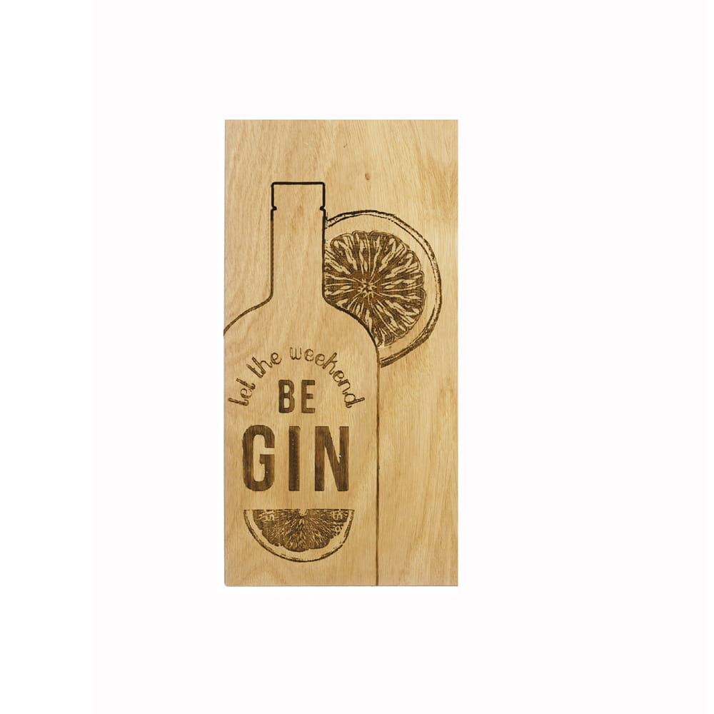 Scottish Eiche Servierbrett klein - "Let the weekend BE GIN" 30 x 15 cm