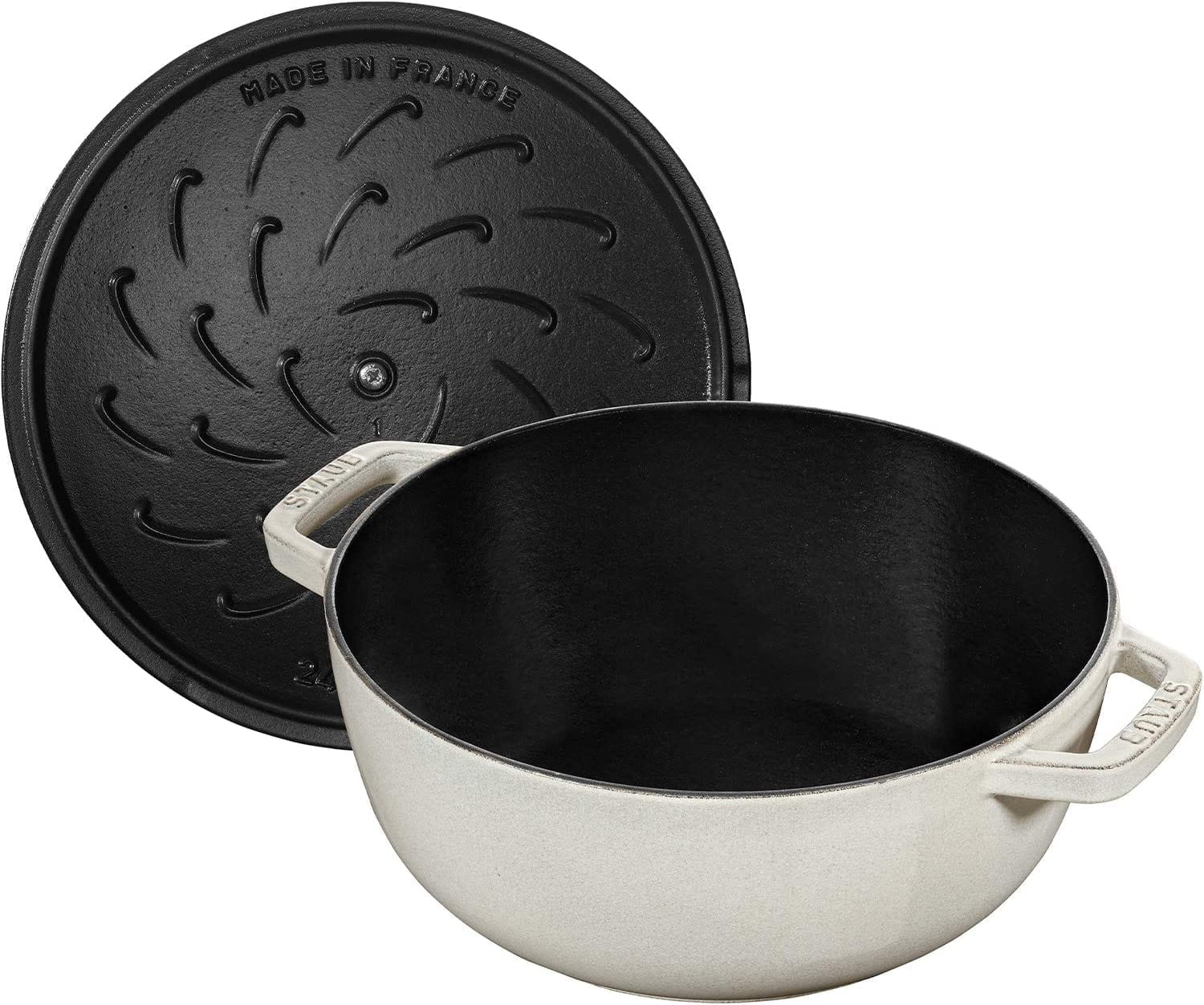 Staub Cocotte Bräter La Marmite Schneeflocke Gusseisen 24 cm Weißer Trüffel