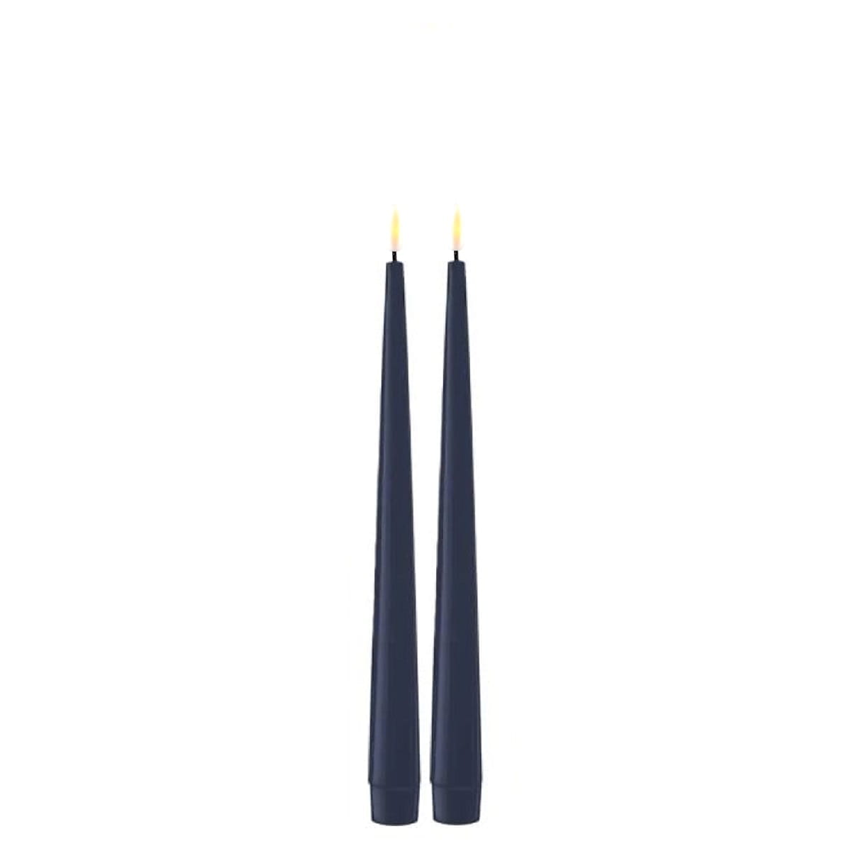Deluxe Homeart Real Flame Shiny Dinner LED Stabkerze mit Lack 2 Stck.  2,2 x 28 cm  Royal Blau