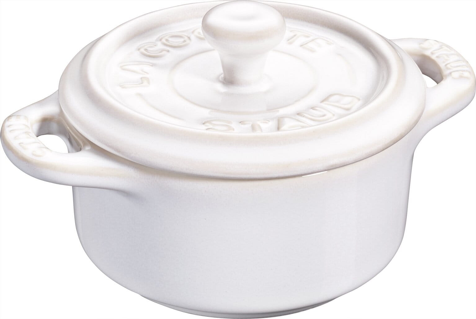 Staub Keramik Mini Cocotte rund 10 cm elfenbeinweiß