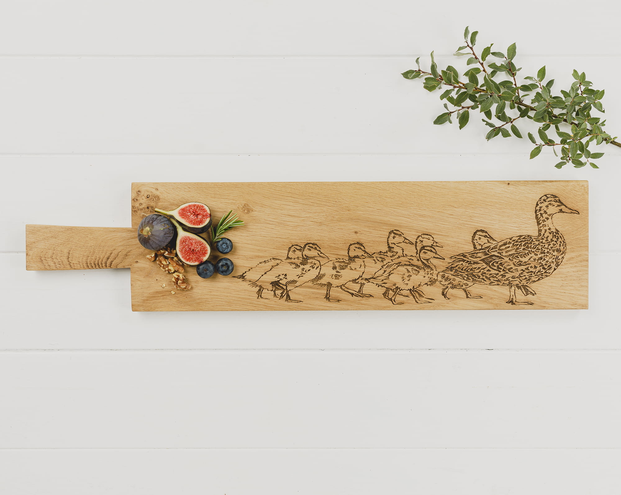 Scottish Eiche Servier-"Paddel" lang - Entenfamilie 65 x 15 cm