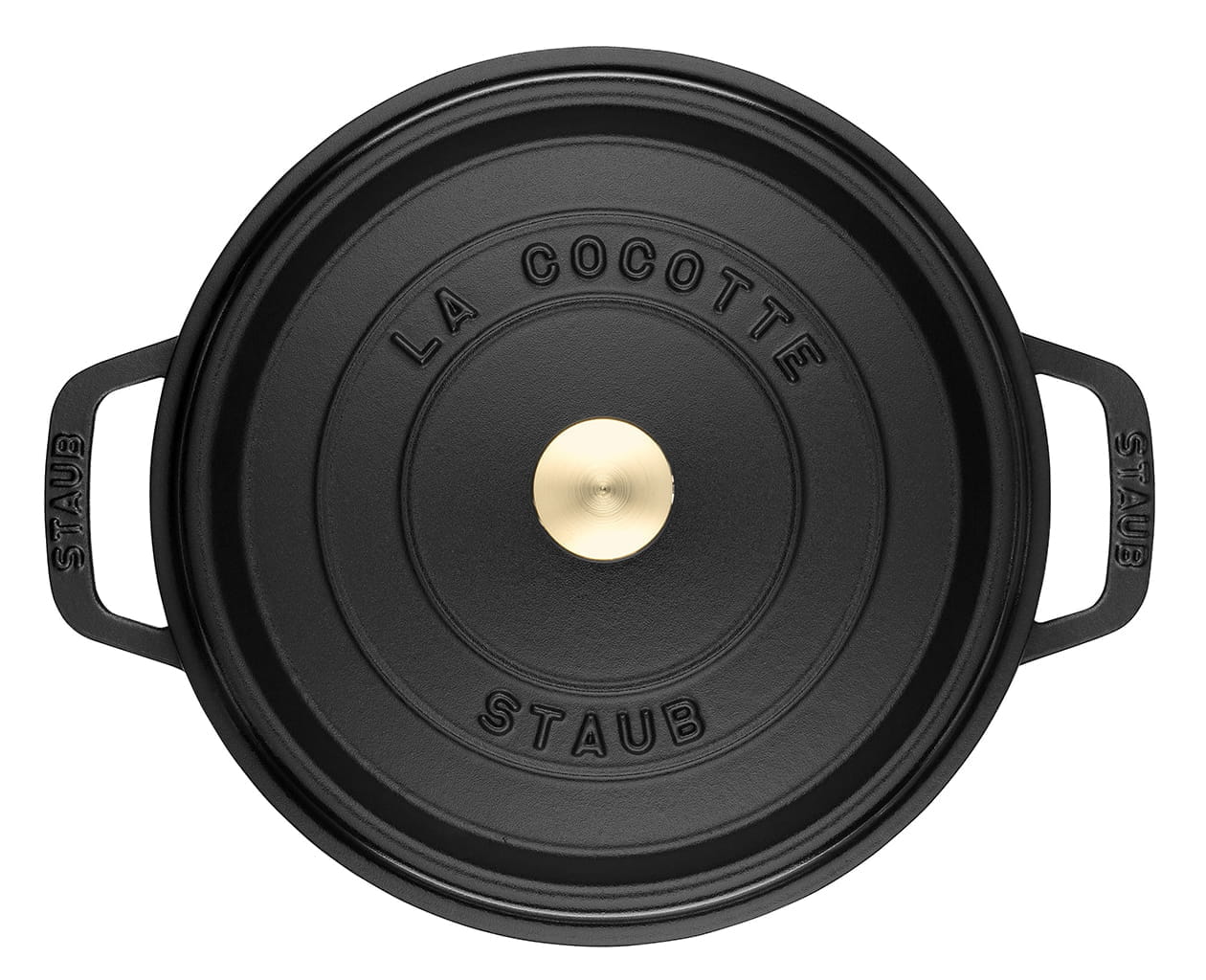 Staub Cocotte Bräter Gusseisen rund 34cm schwarz oben