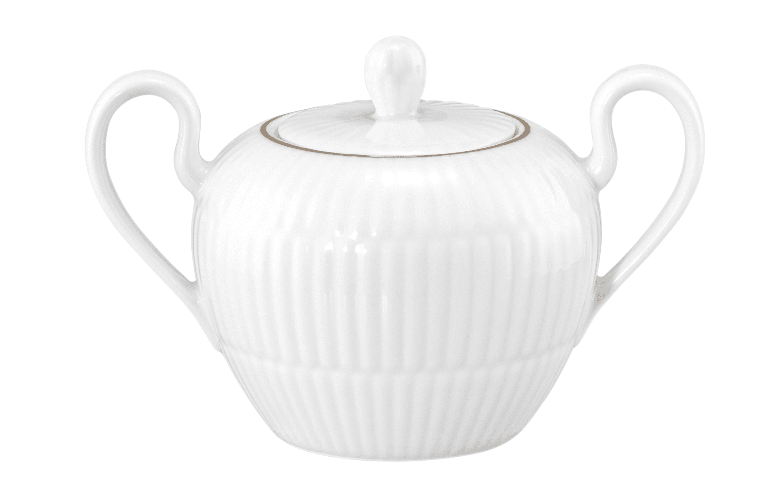 Seltmann Porzellan Amina Weiss / Goldrand Zuckerdose mit Griffen 0,23 l