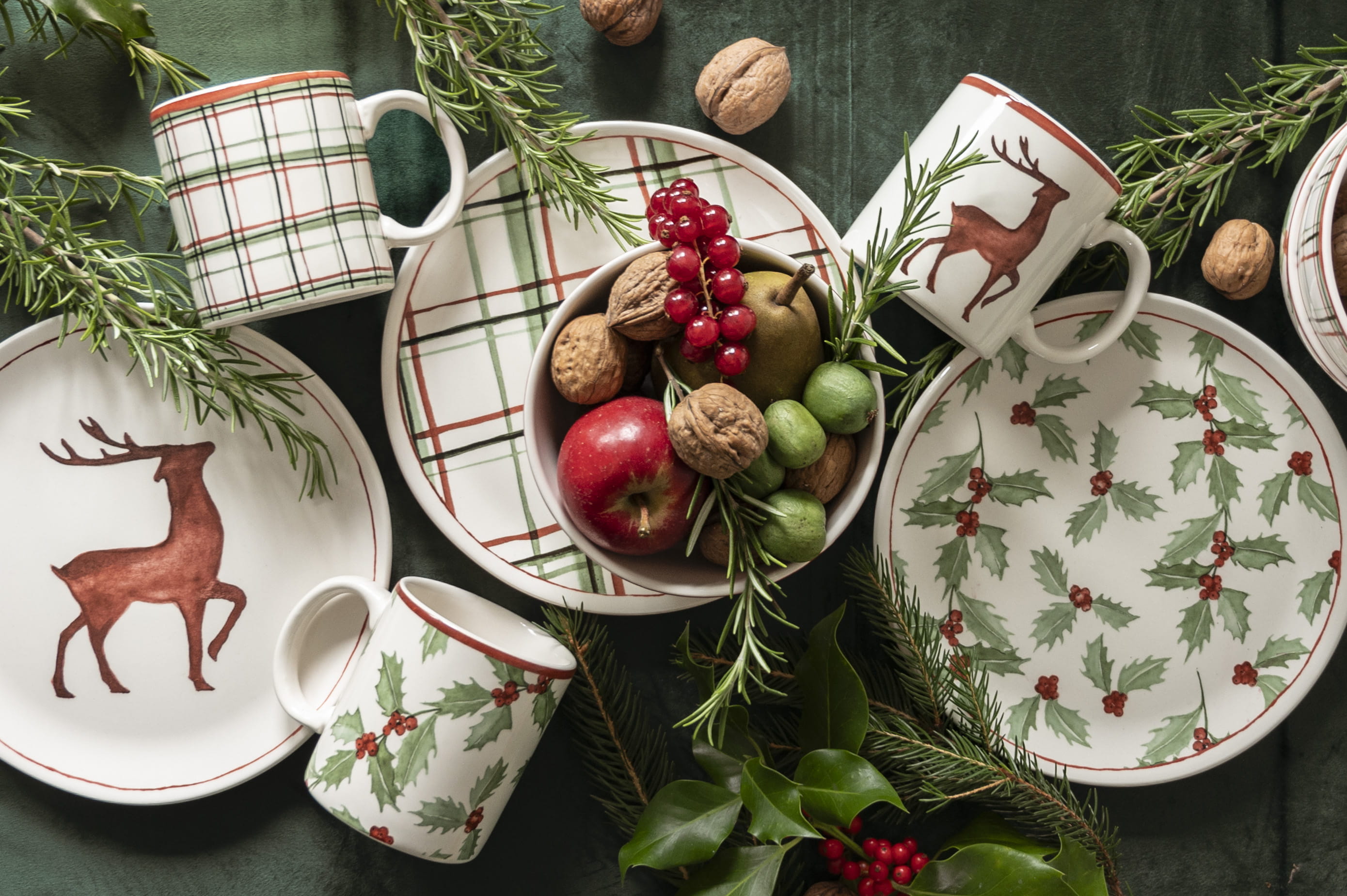 Table of Joy Christmas Steingut Teller Plaid 21 cm Creme