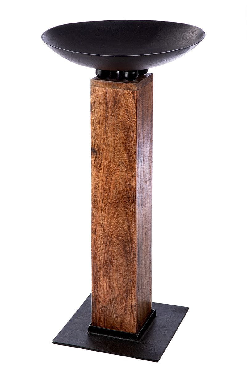 Gilde Metall / Holz Schalenständer "Timber", Ø 49 cm, 90 cm Höhe