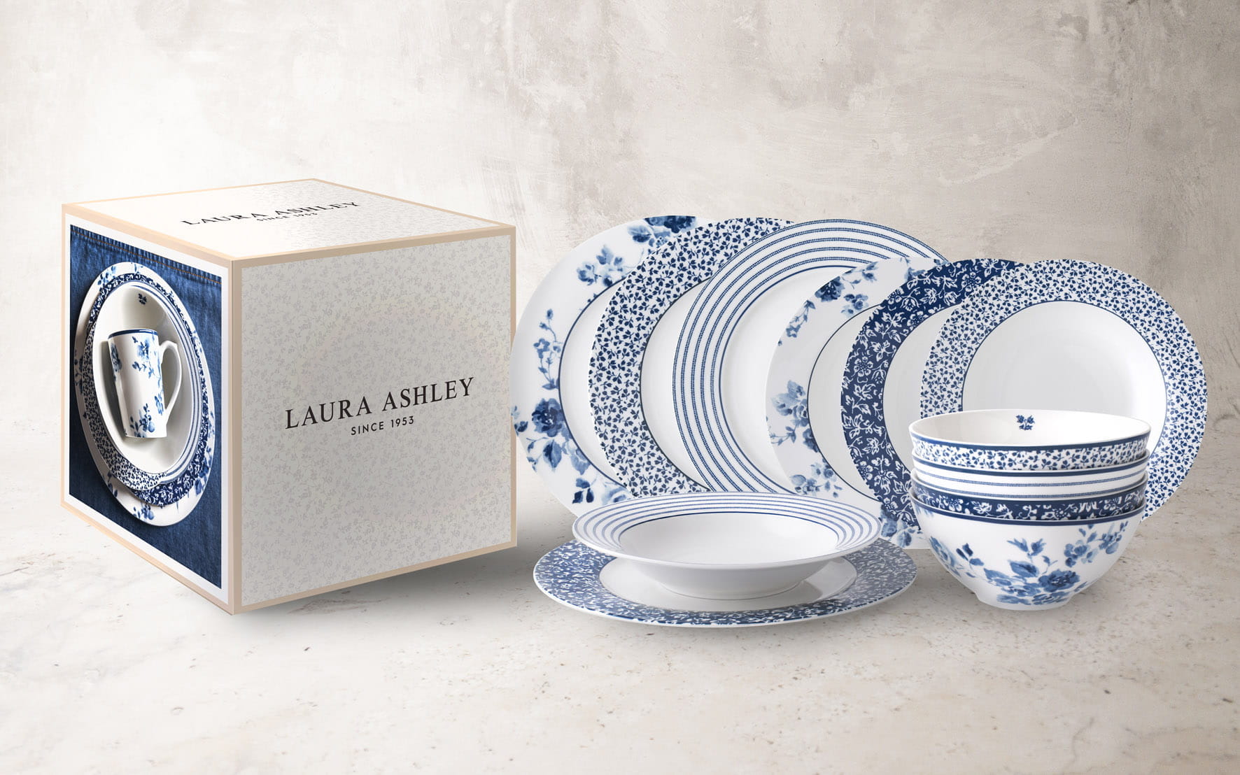 Laura Ashley Blueprint Porzellan 12-tlg Geschirrset