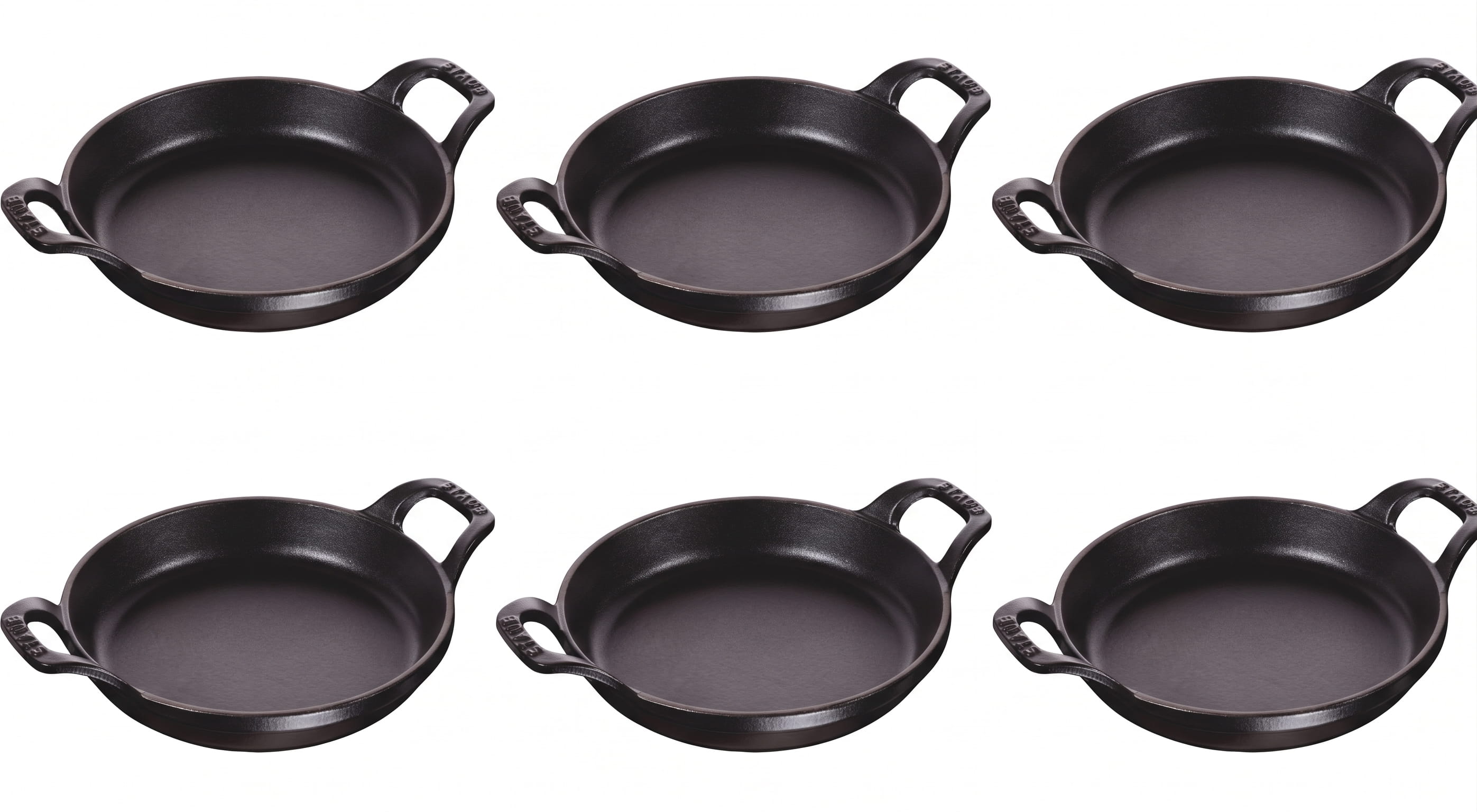 Staub Spezialitäten Ofenformenset rund 6-teilig, Ø 16 cm, Schwarz