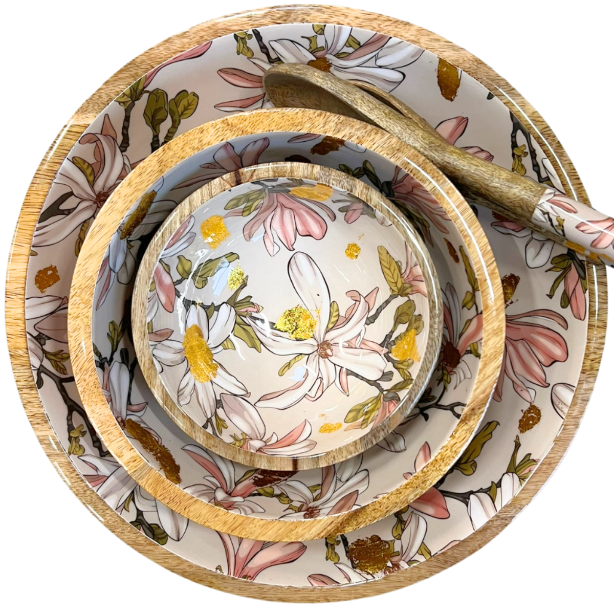 byRoom Mangoholz Schüssel Magnolia beige, rose, gold Ø 35 cm