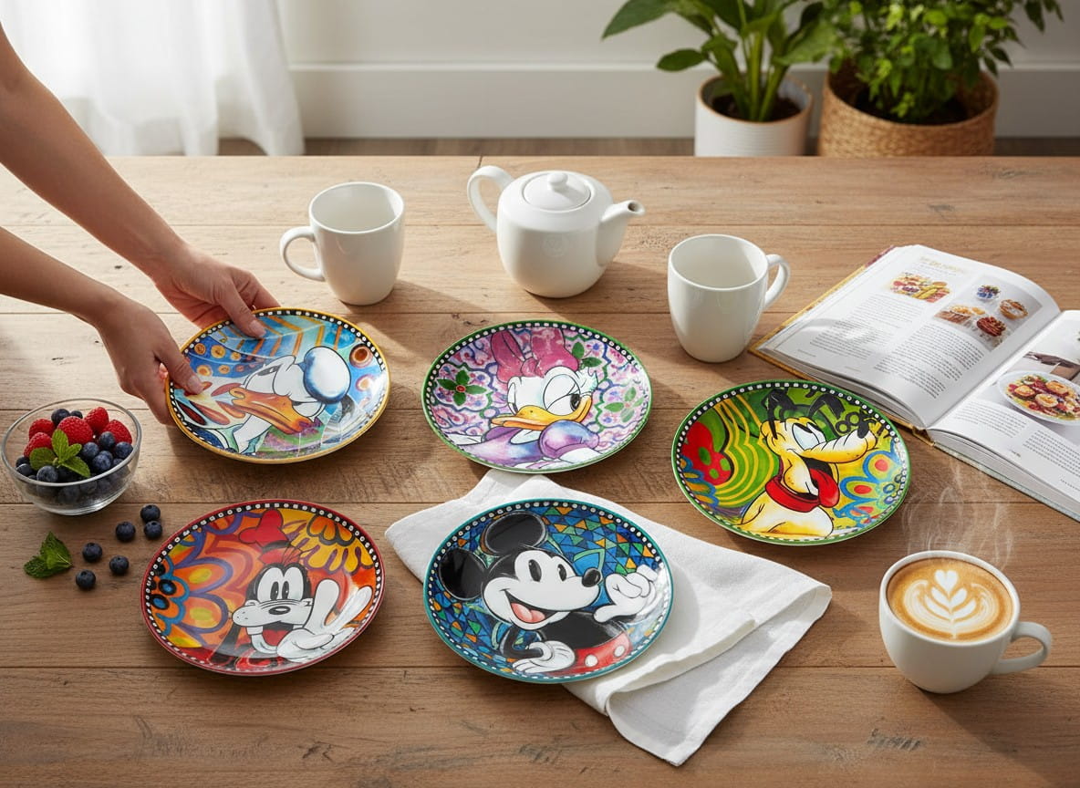Gilde Disney Porzellan Dessertteller-Set forever & ever, 6er Set  - Ø 19 cm