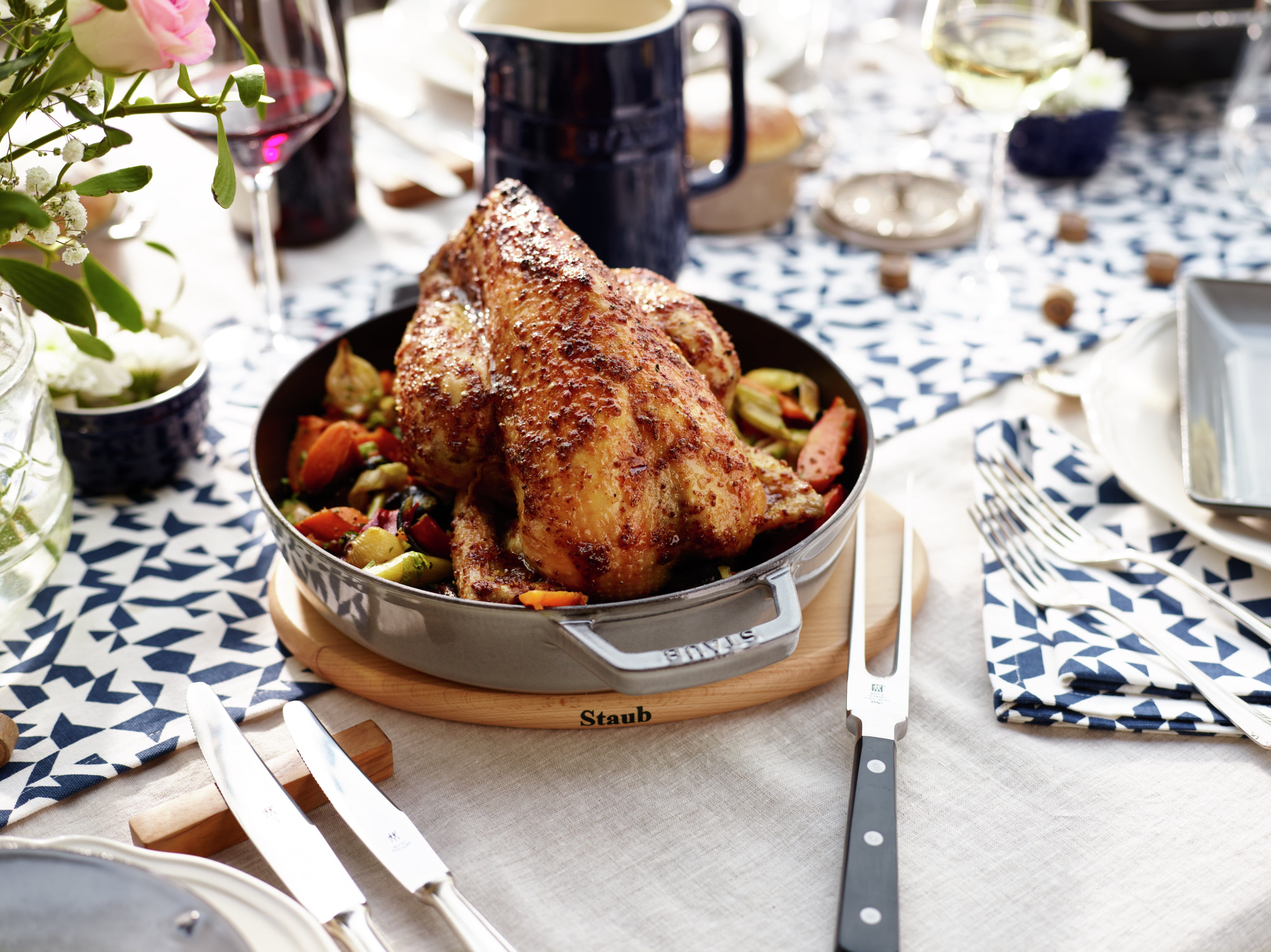 Staub France Bratpfanne Gusseisen mit zwei Griffen rund 34cm, Grafitgrau