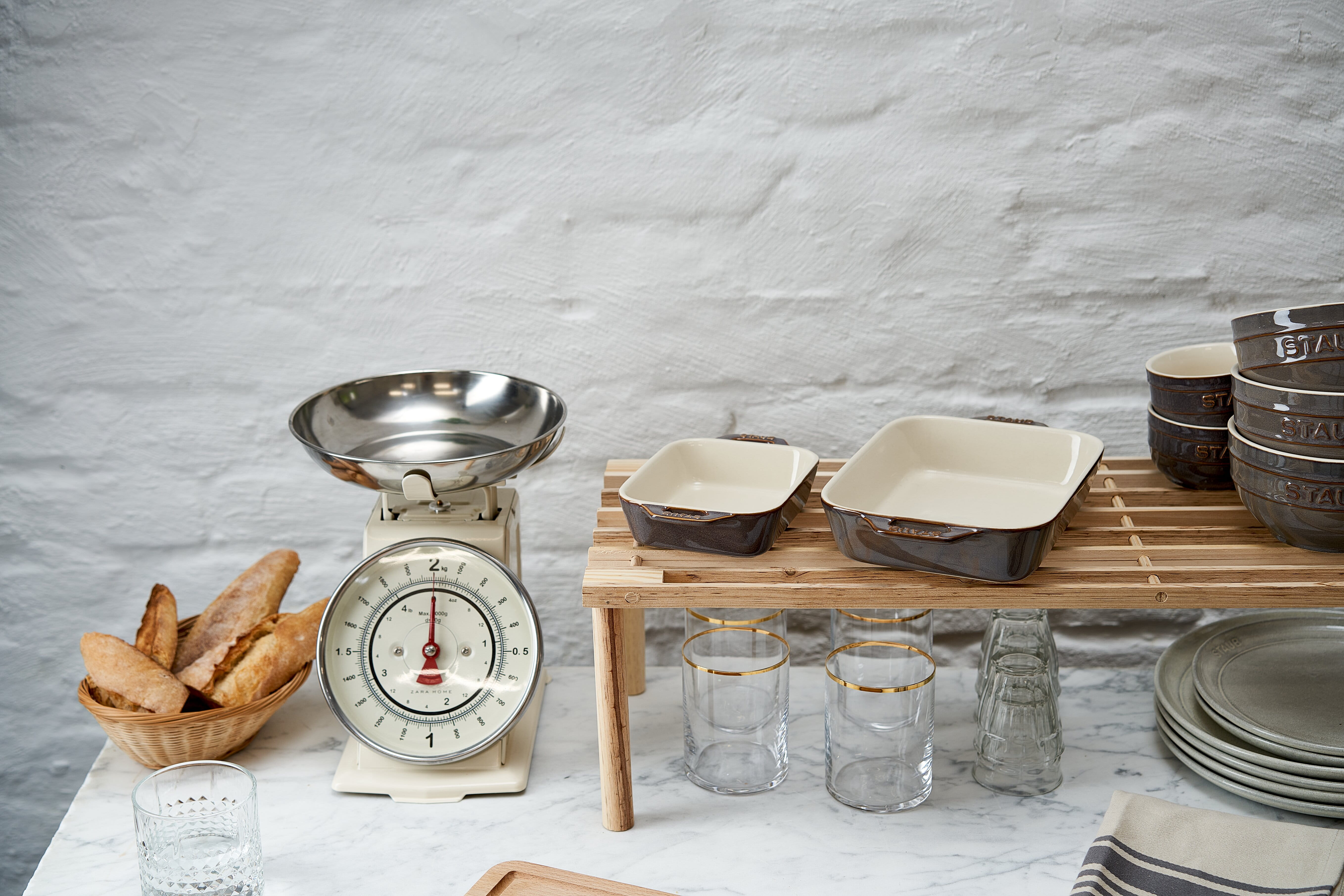 Staub Keramik Auflaufformen Antik-Grau Set 3 tlg rechteckig