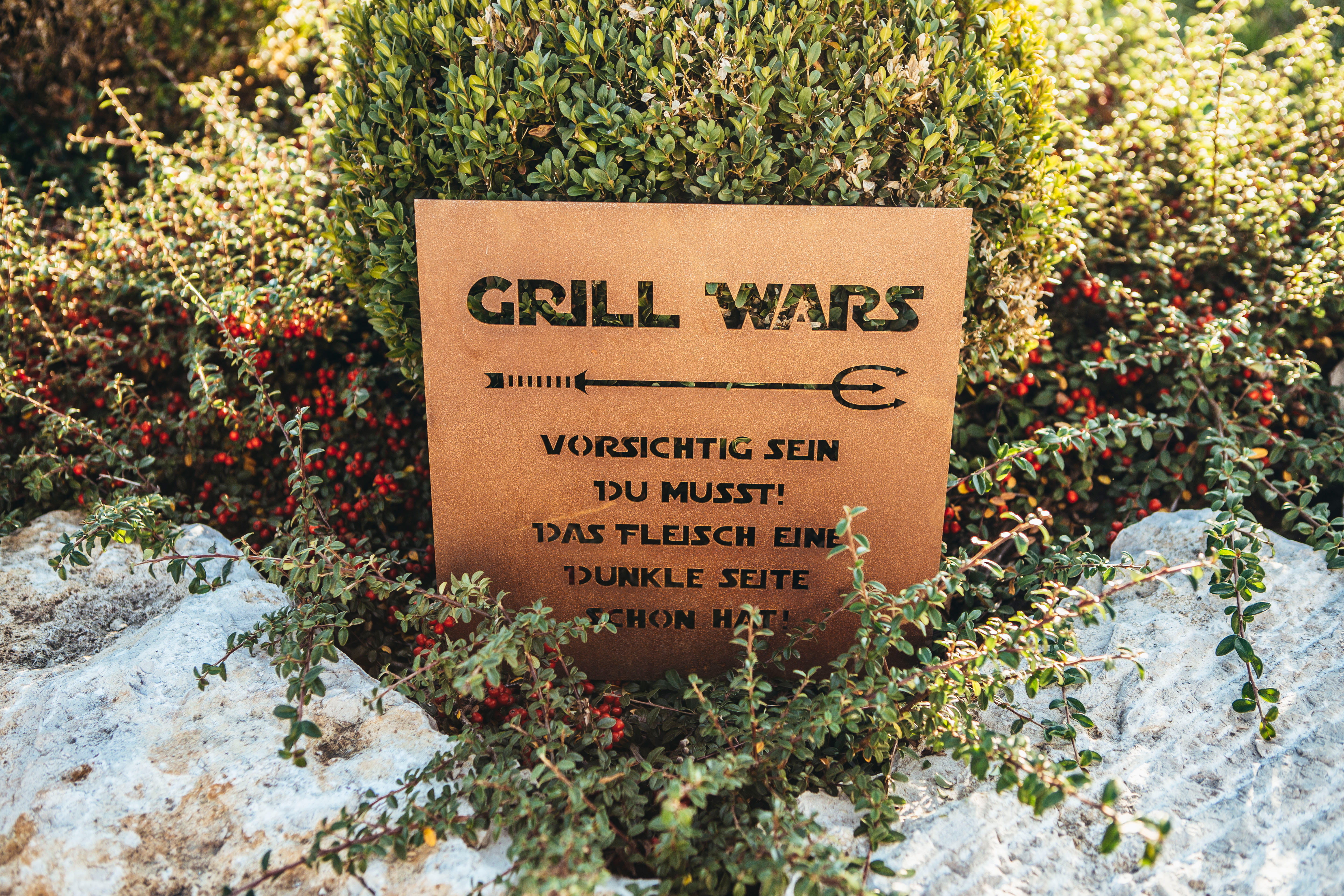 Ferrum Art Design Rost Gedichttafel "Grill Wars"