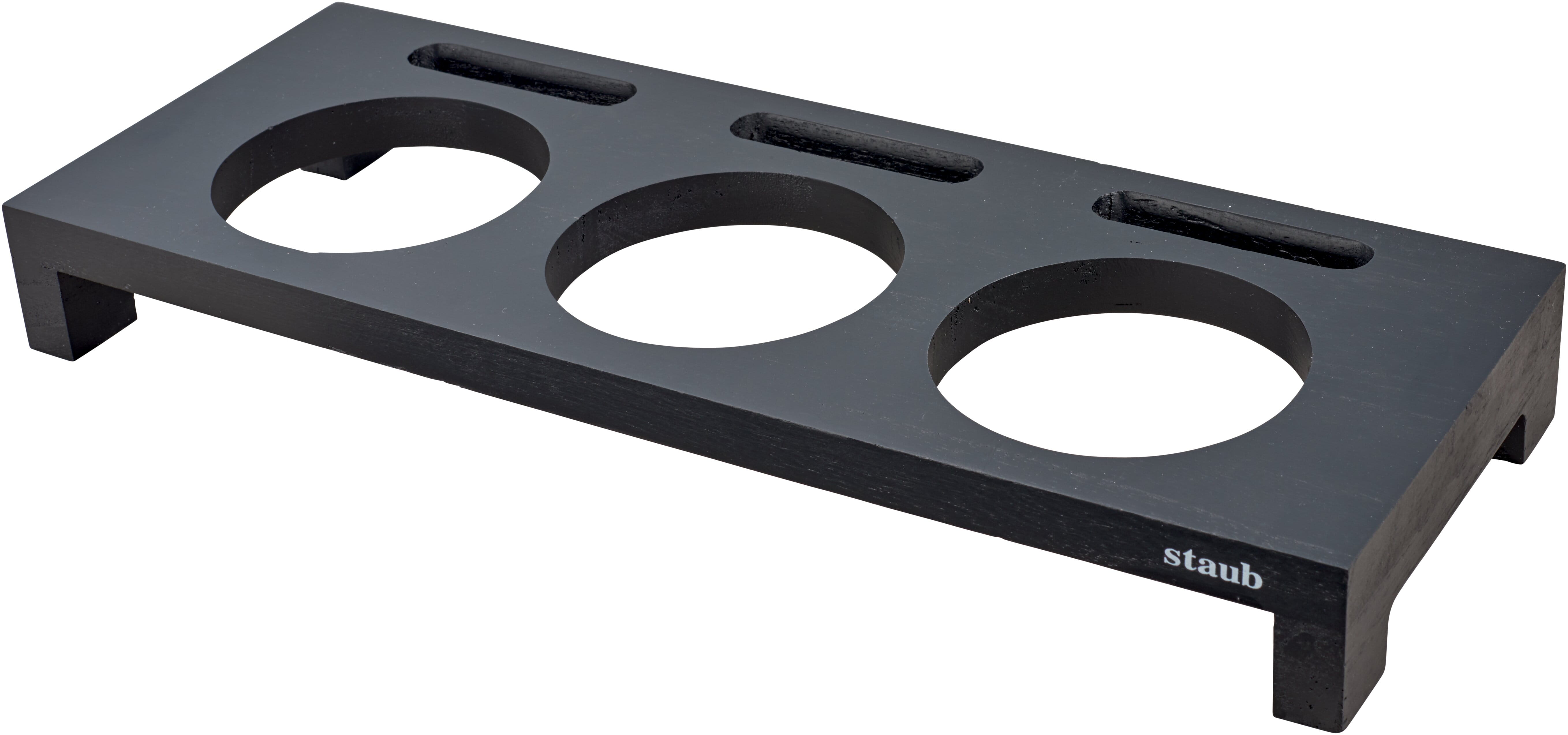 Staub Zubehör Servierbrett für 3 runde Mini Cocottes 46x16x5cm schwarz