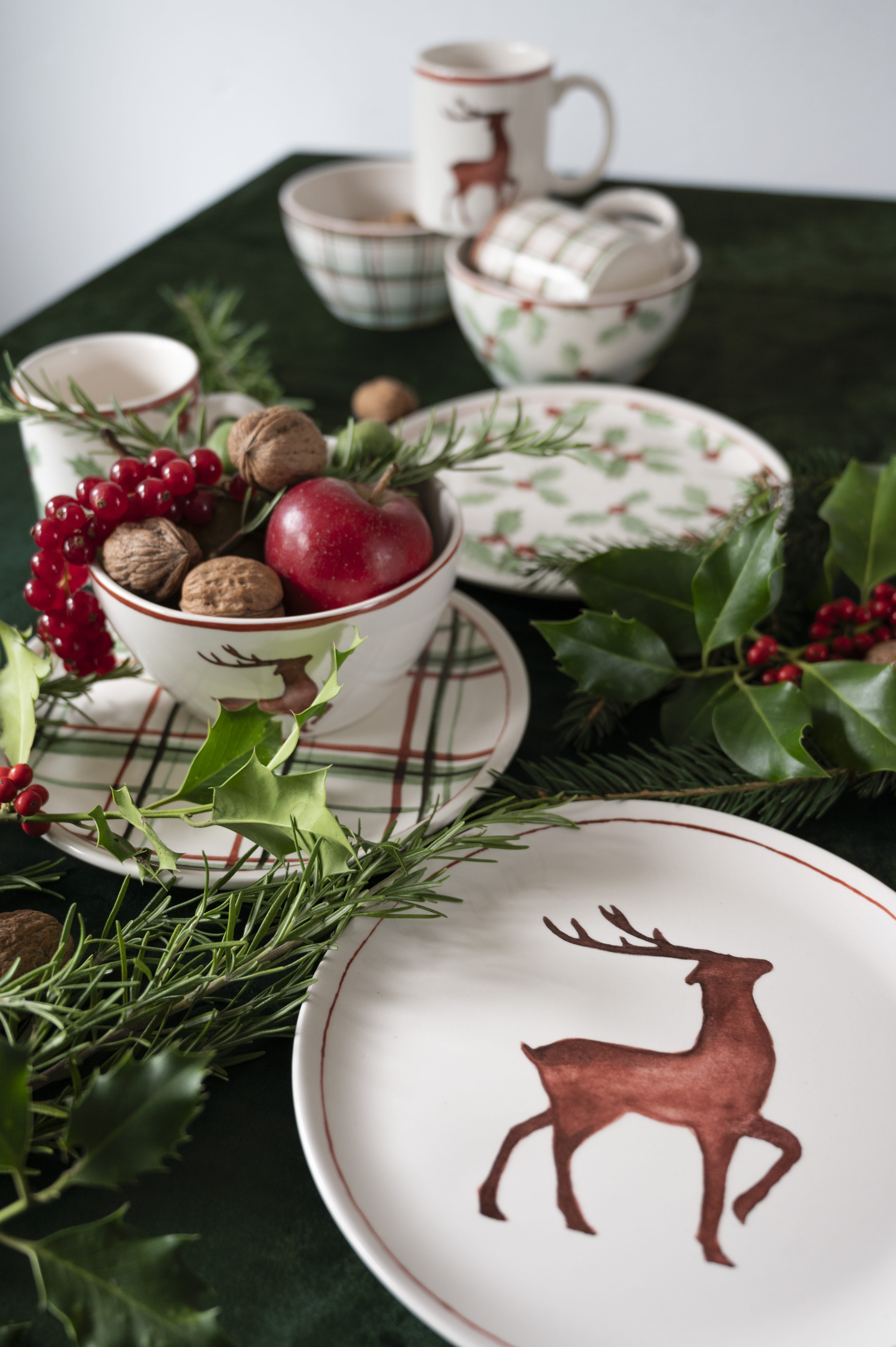 Table of Joy Christmas Steingut Schüssel Plaid 15 cm Creme