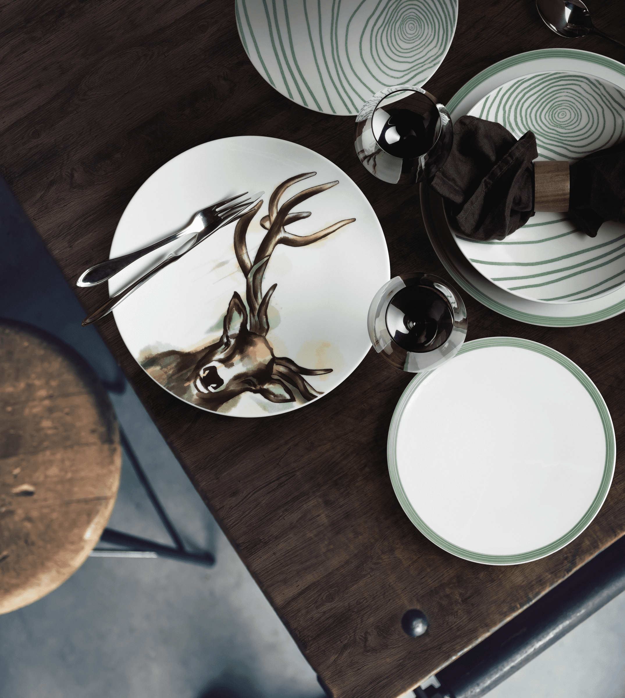 Seltmann Porzellan Life Nature Baumstruktur grün Kombi-Untertasse 16,5 cm