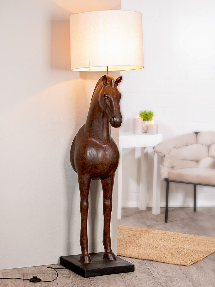 Gilde Stehleuchte Caballo, Pferd, Kunstharz, braun, creme 160cm